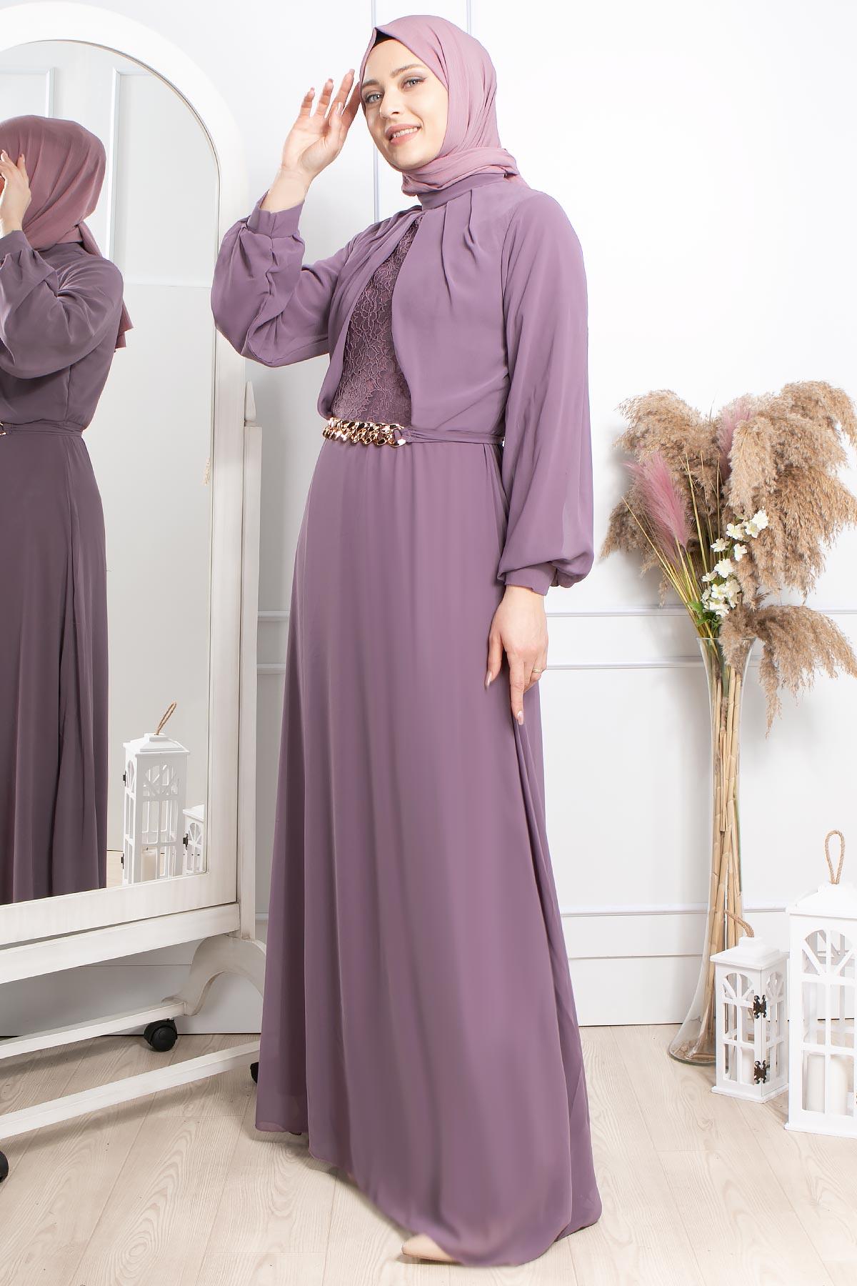 Zincir Kemer Detaylı Abiye Lila FHM860FHM860-LİLAFahima
