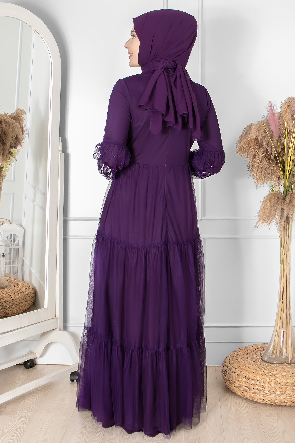 FIRFIR GÜPÜR İŞLEMELİ TÜL ABİYEFHM864-MORFahima