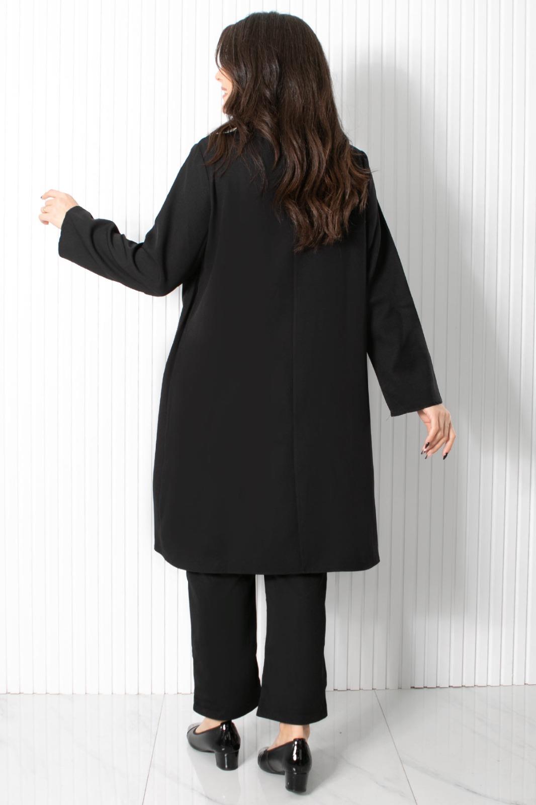 Steinbestickter Doppelanzug Schwarz FHM898FHM898-SİYAHFahima