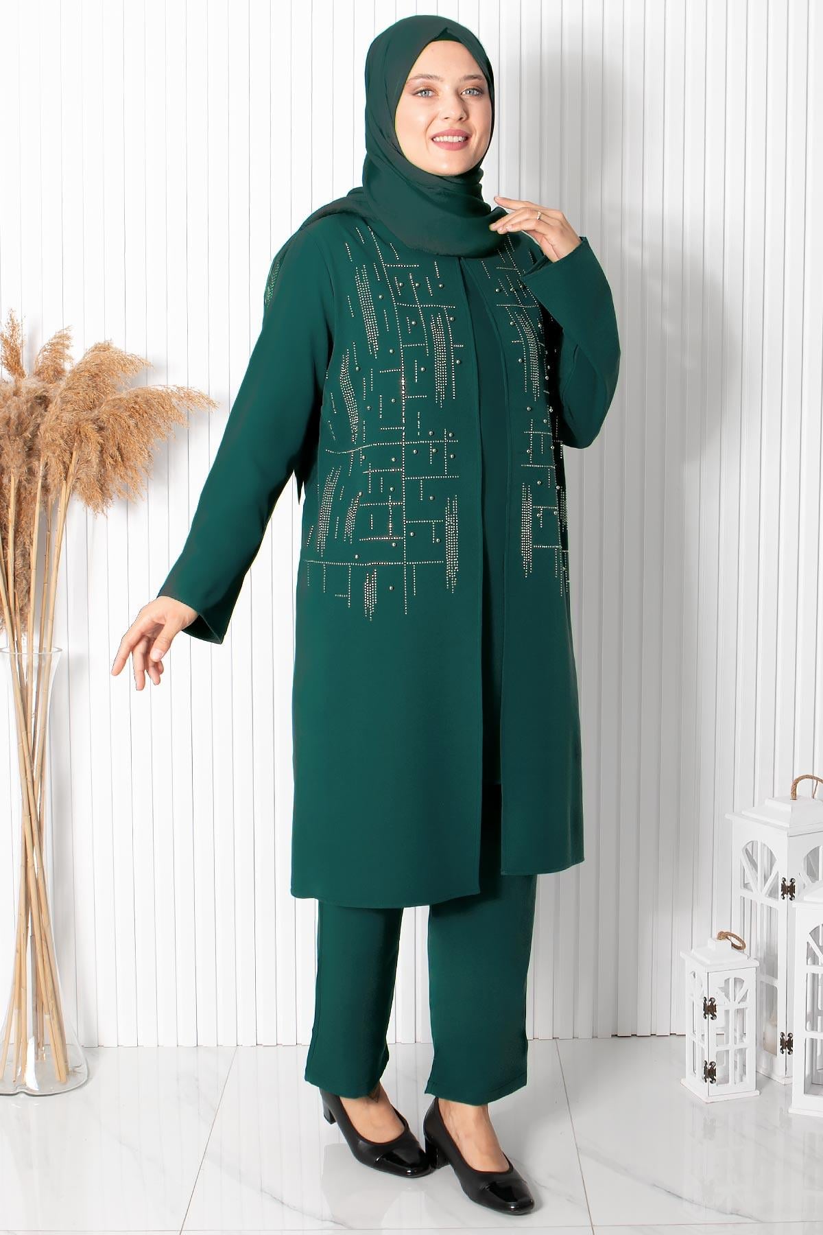 TAŞ İŞLEMELİ İKİLİ TAKIMFHM898-ZÜMRÜTFahima