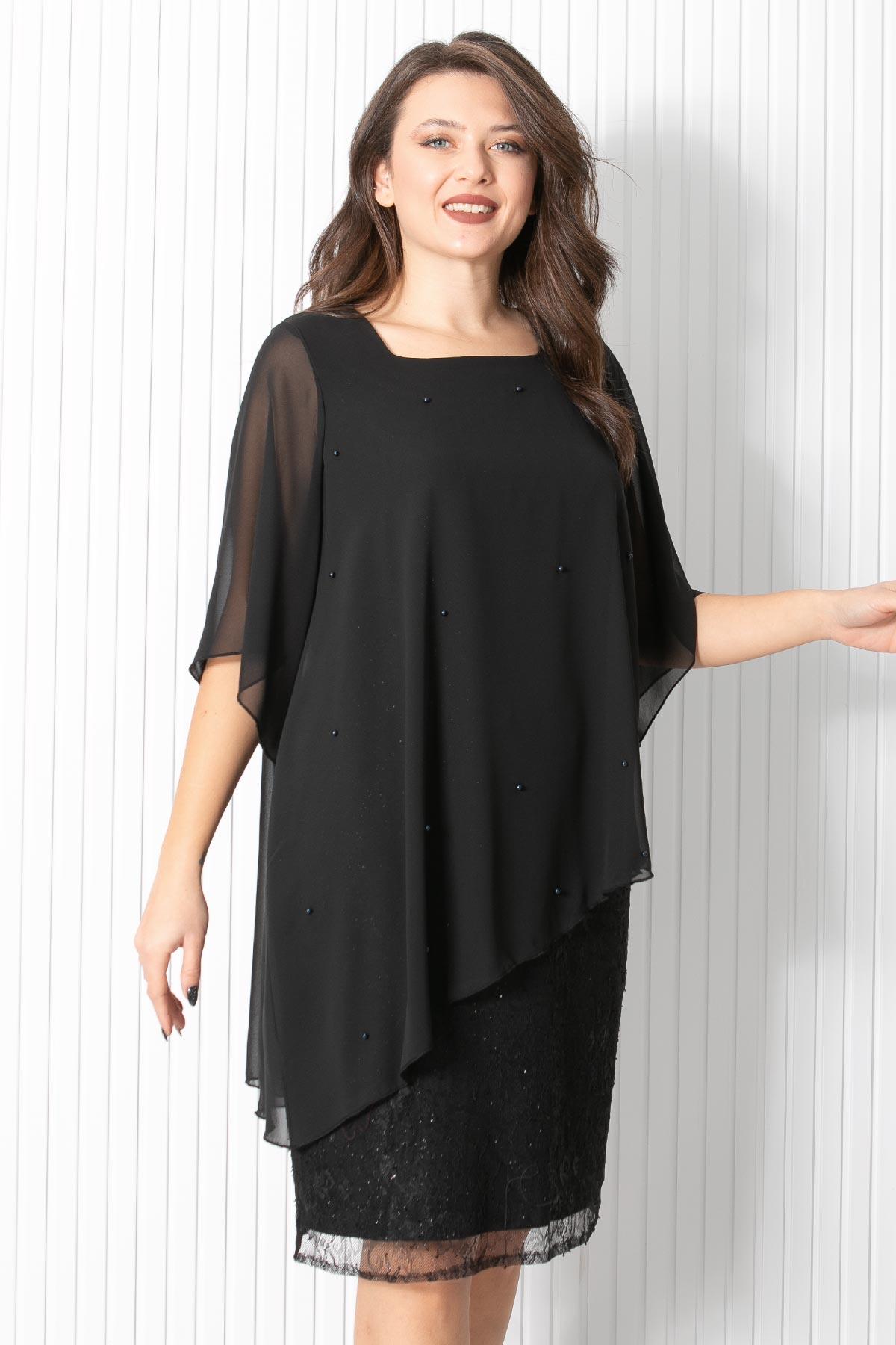 İNCİLİ ŞİFON ABİYEFHM908-SİYAHFahima