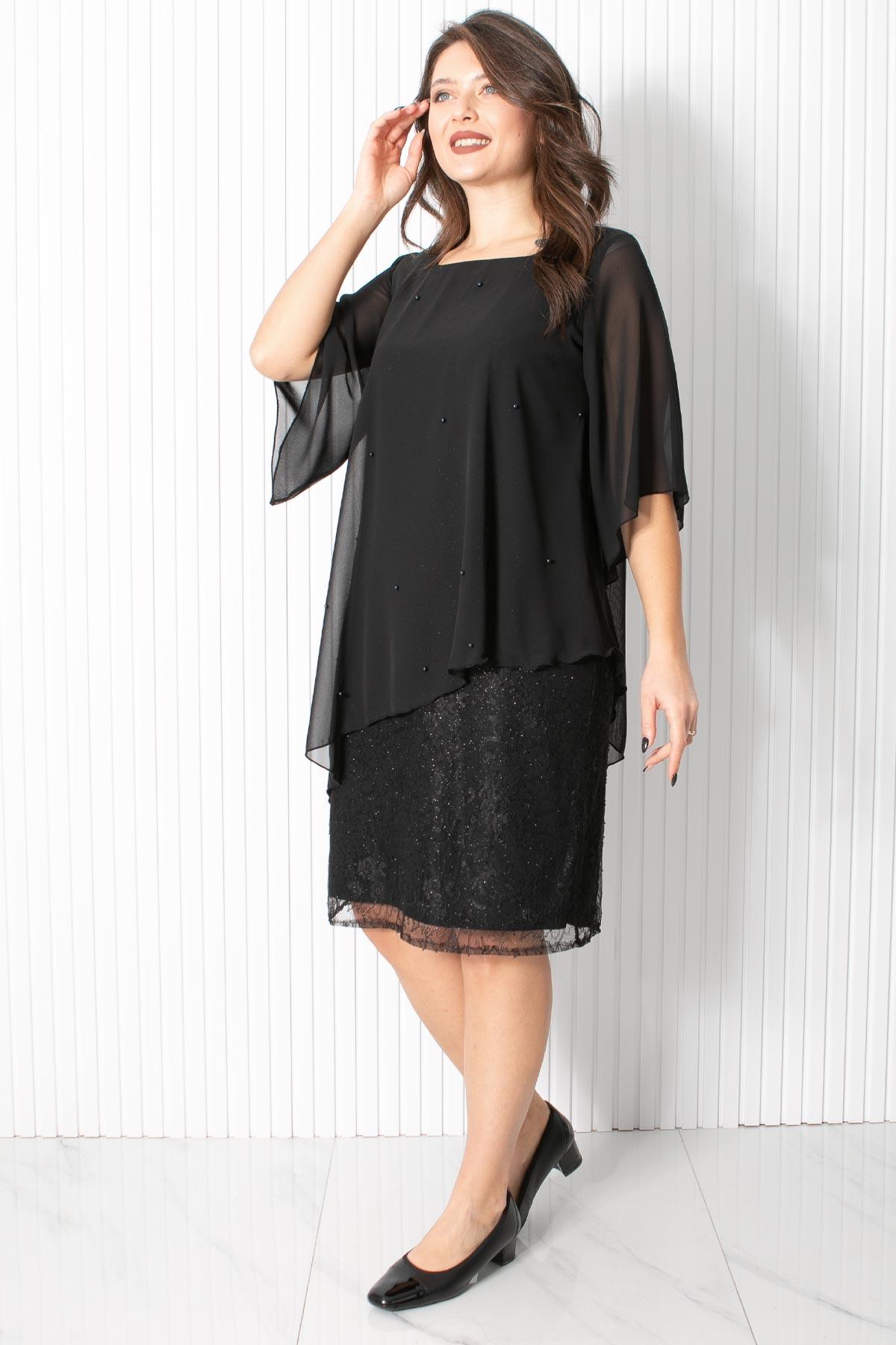 İNCİLİ ŞİFON ABİYEFHM908-SİYAHFahima