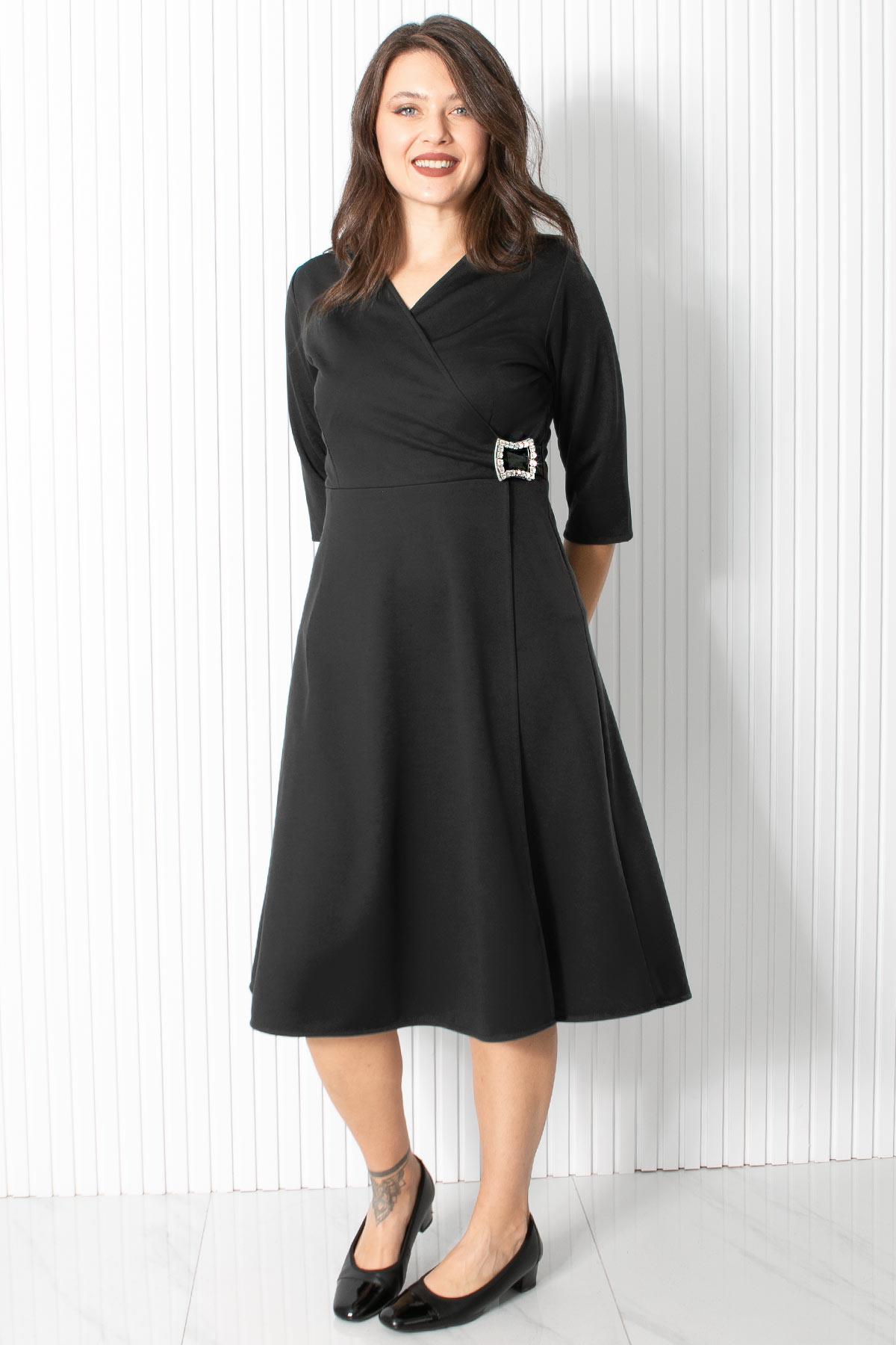 BROŞ DETAYLI ABİYEFHM912-SİYAHFahima