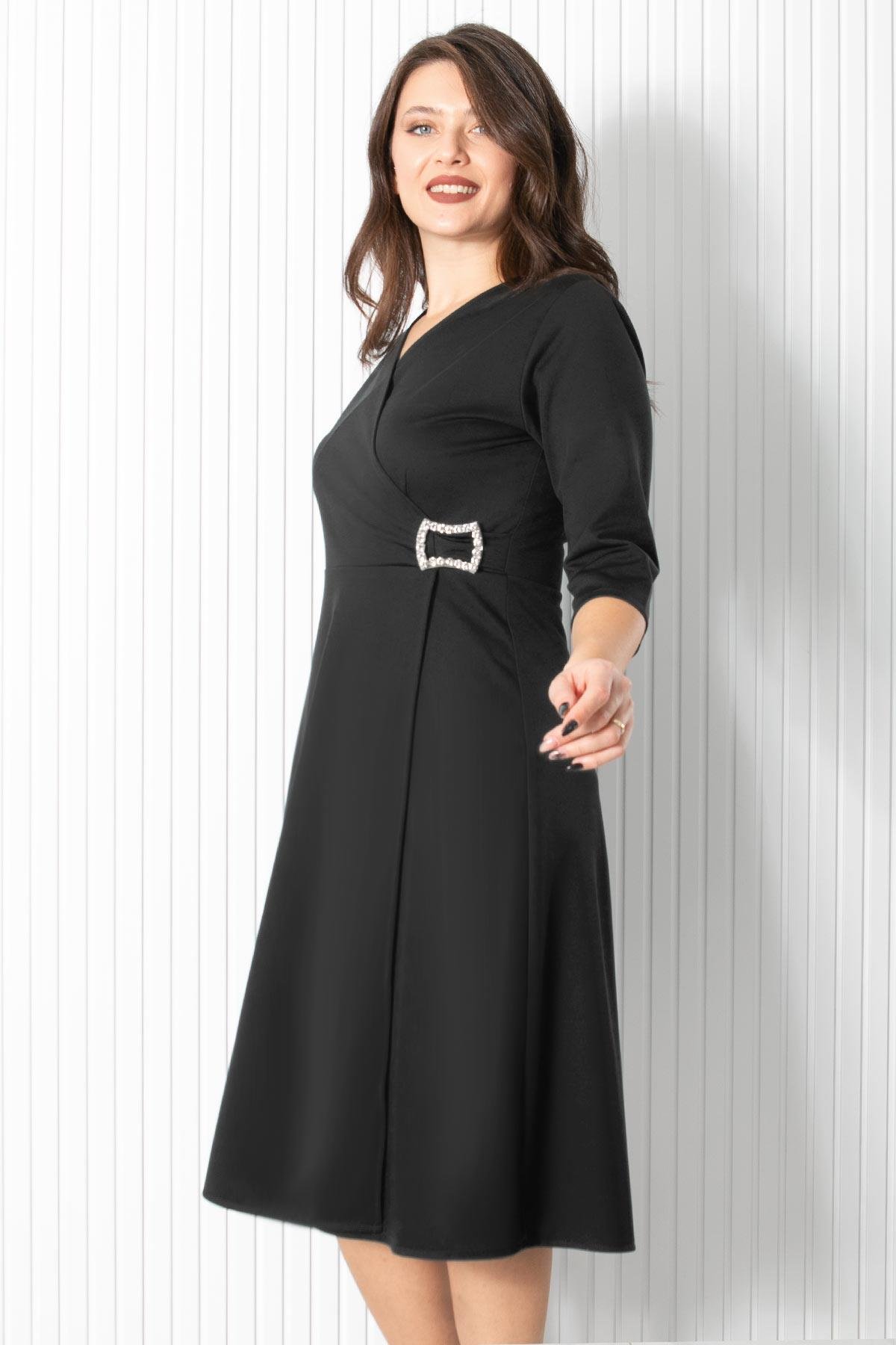 BROŞ DETAYLI ABİYEFHM912-SİYAHFahima