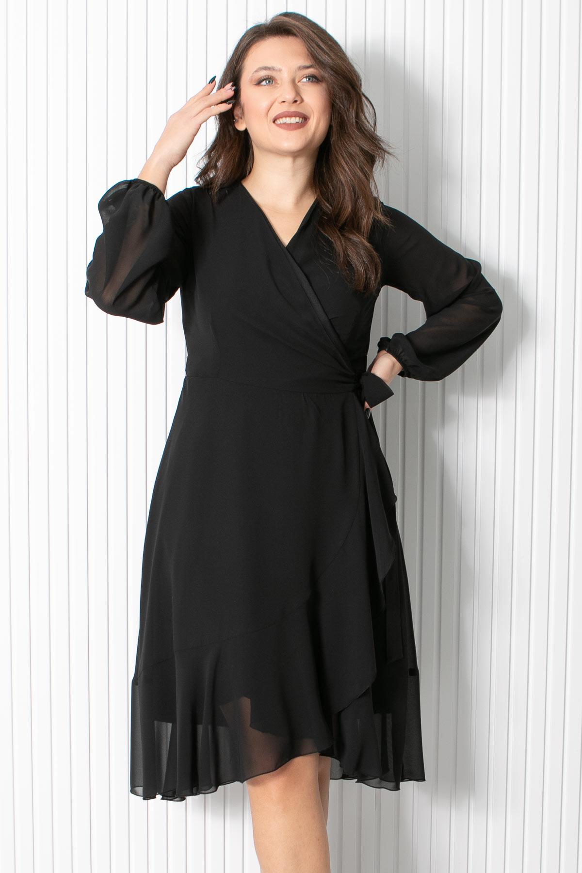 Fırfırlı Şifon Abiye Elbise Siyah FHM914FHM914-SİYAHFahima