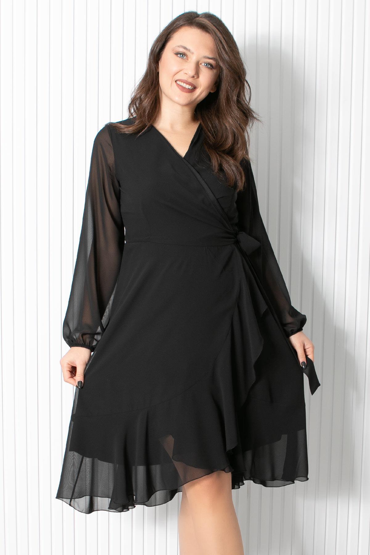 Fırfırlı Şifon Abiye Elbise Siyah FHM914FHM914-SİYAHFahima