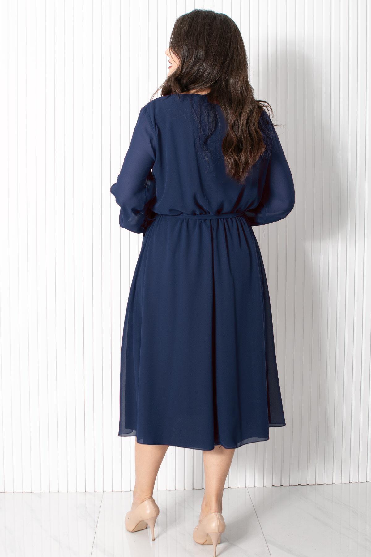 Kemer Detaylı Şifon Abiye Elbise Lacivert FHM916FHM916-LACİVERTFahima