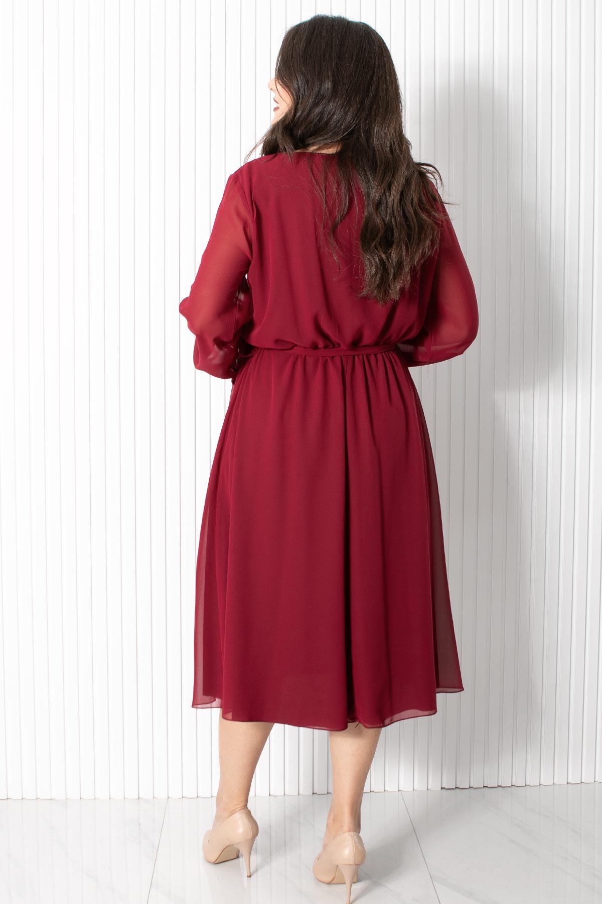 Kemer Detaylı Şifon Abiye Elbise Mürdüm FHM916FHM916-MÜRDÜMFahima