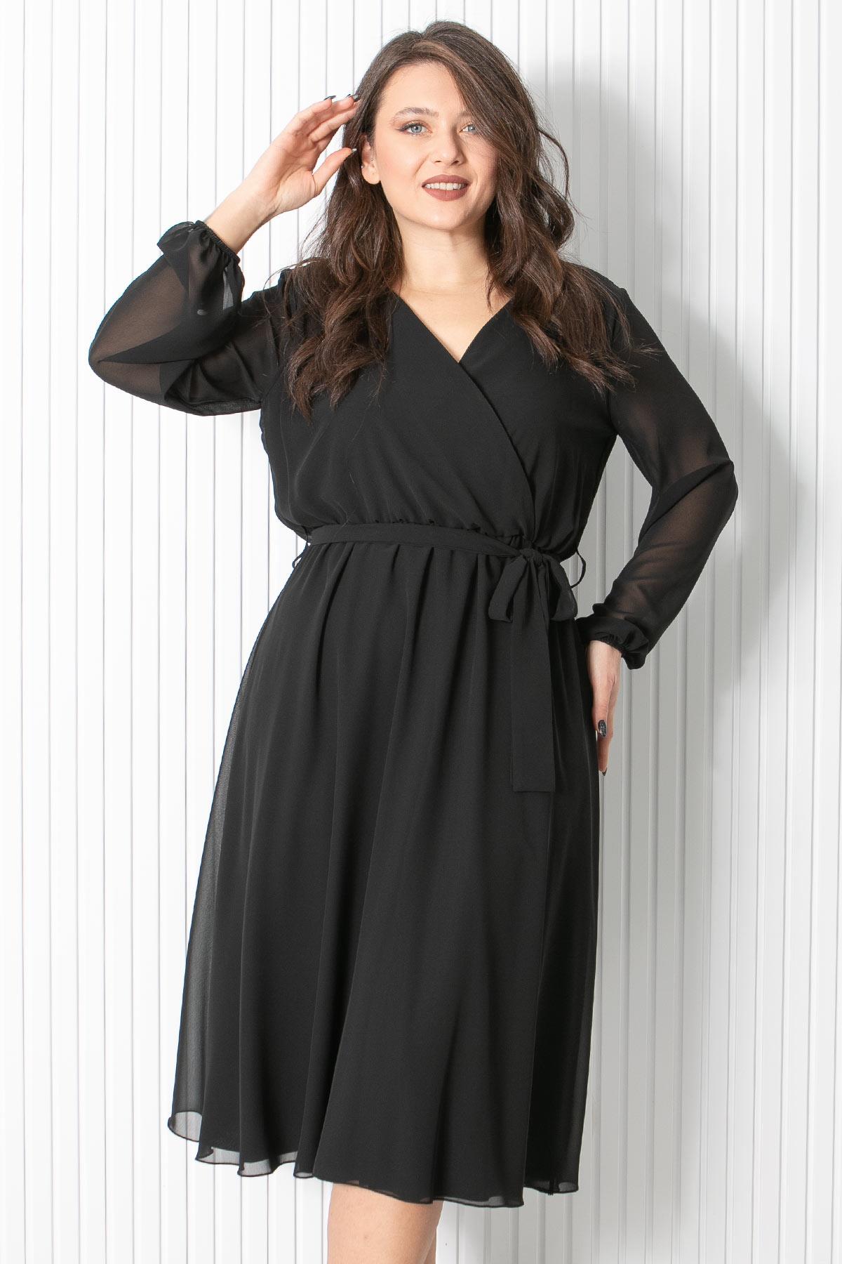 Kemer Detaylı Şifon Abiye Elbise Siyah FHM916FHM916-SİYAHFahima