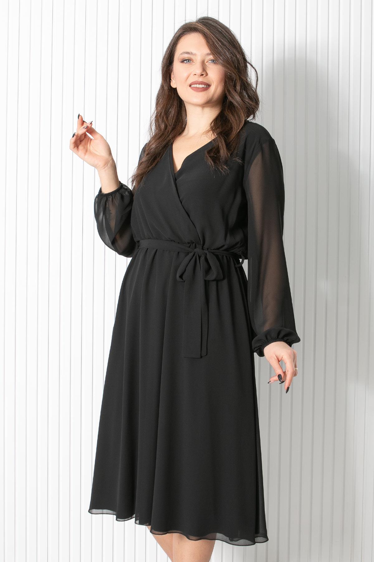 Kemer Detaylı Şifon Abiye Elbise Siyah FHM916FHM916-SİYAHFahima