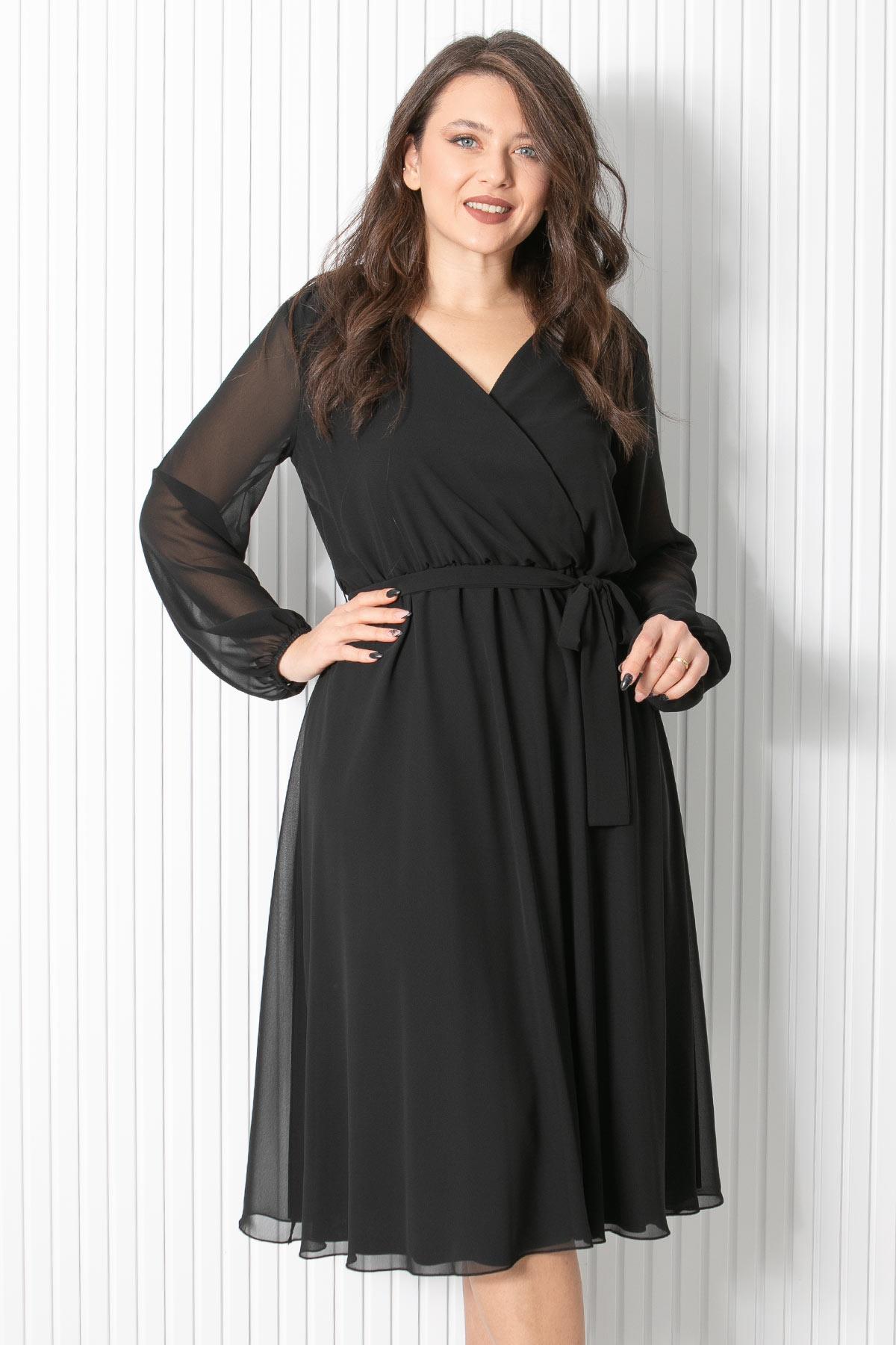 Kemer Detaylı Şifon Abiye Elbise Siyah FHM916FHM916-SİYAHFahima