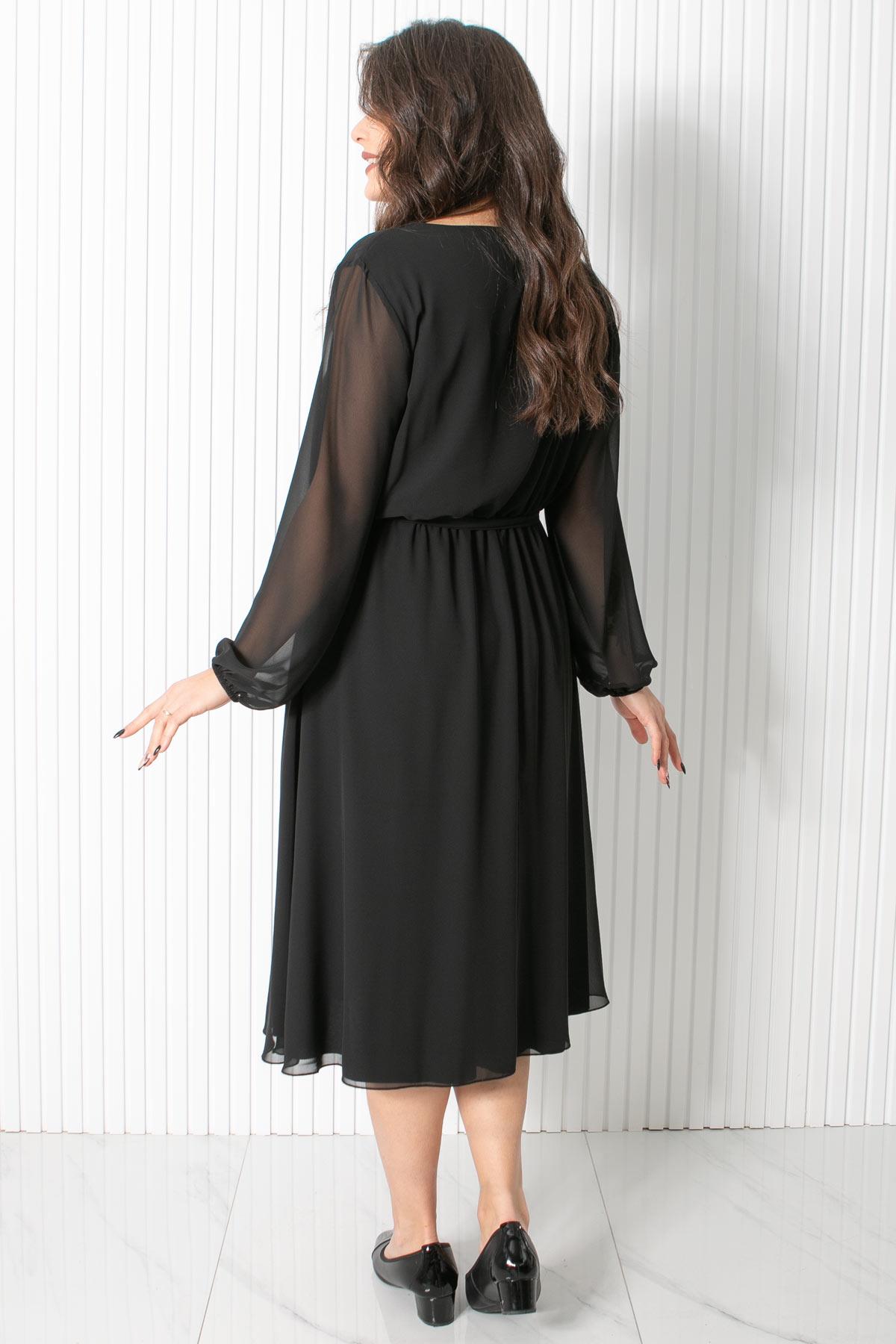 Kemer Detaylı Şifon Abiye Elbise Siyah FHM916FHM916-SİYAHFahima