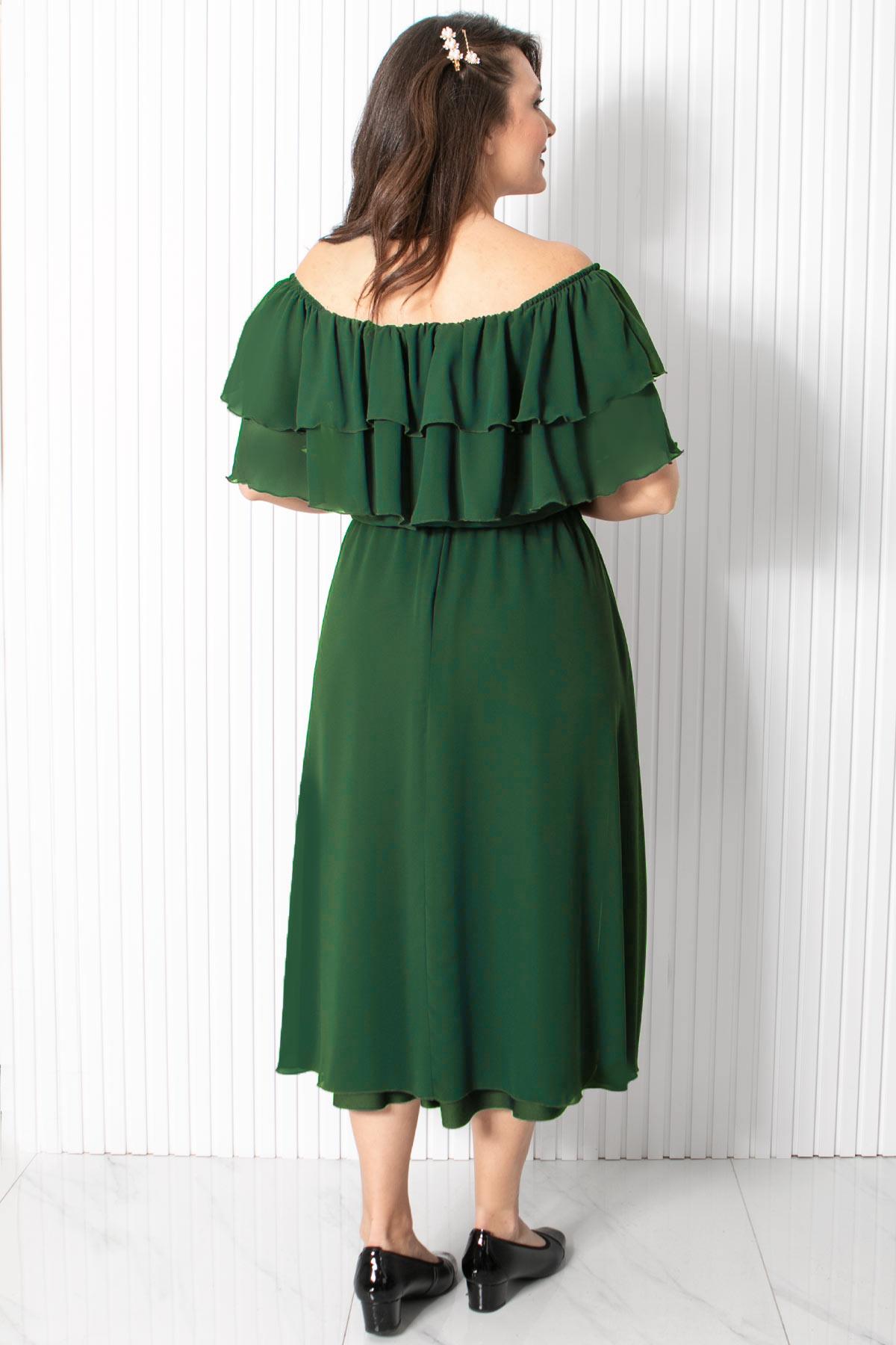 Karmen Yaka Şifon Abiye Elbise Zümrüt FHM918FHM918-ZÜMRÜTFahima