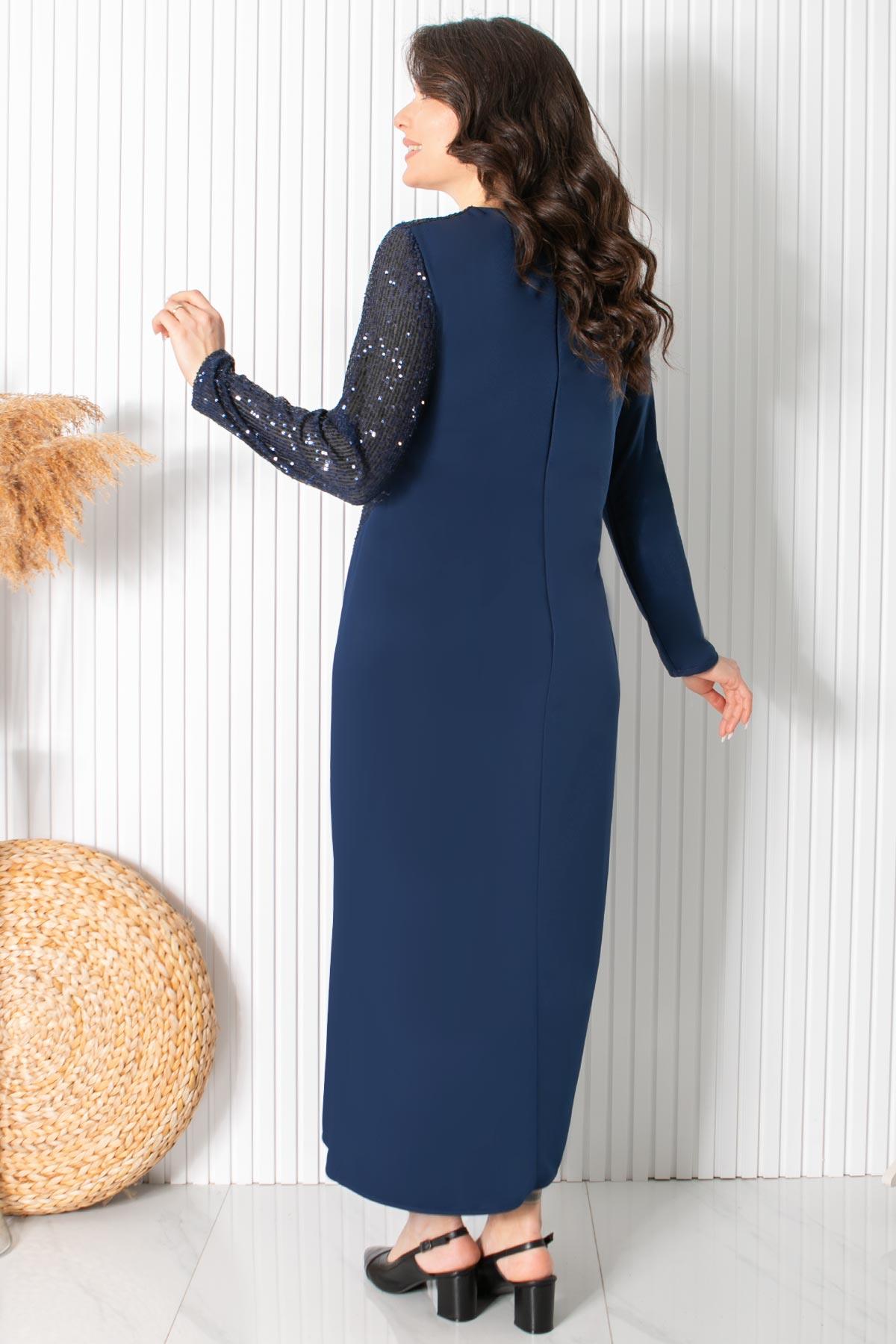 Pul Payet Detaylı Abiye Elbise Lacivert FHM920FHM920-LACİVERTFahima