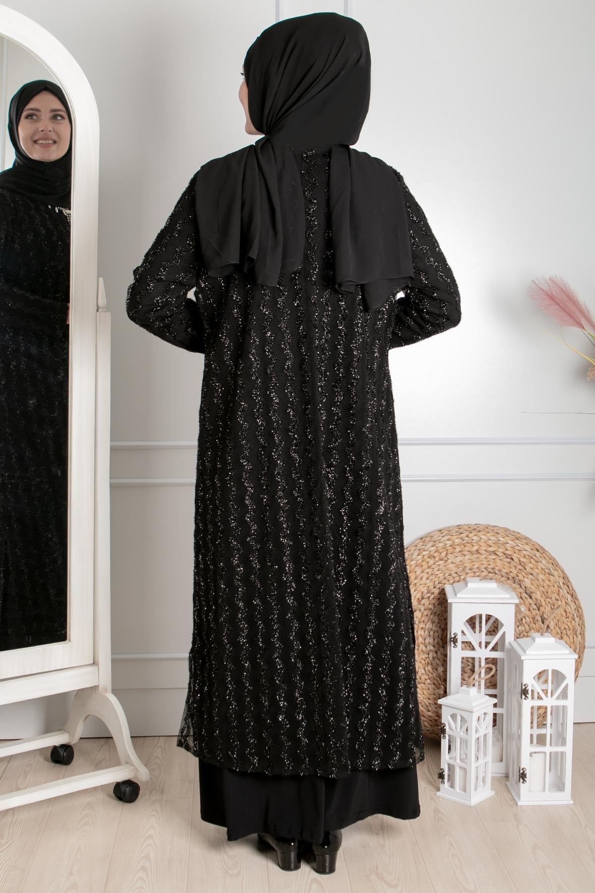 Necklace Detailed Evening Dress Black MDA02229MDA02229-SİYAHMDA