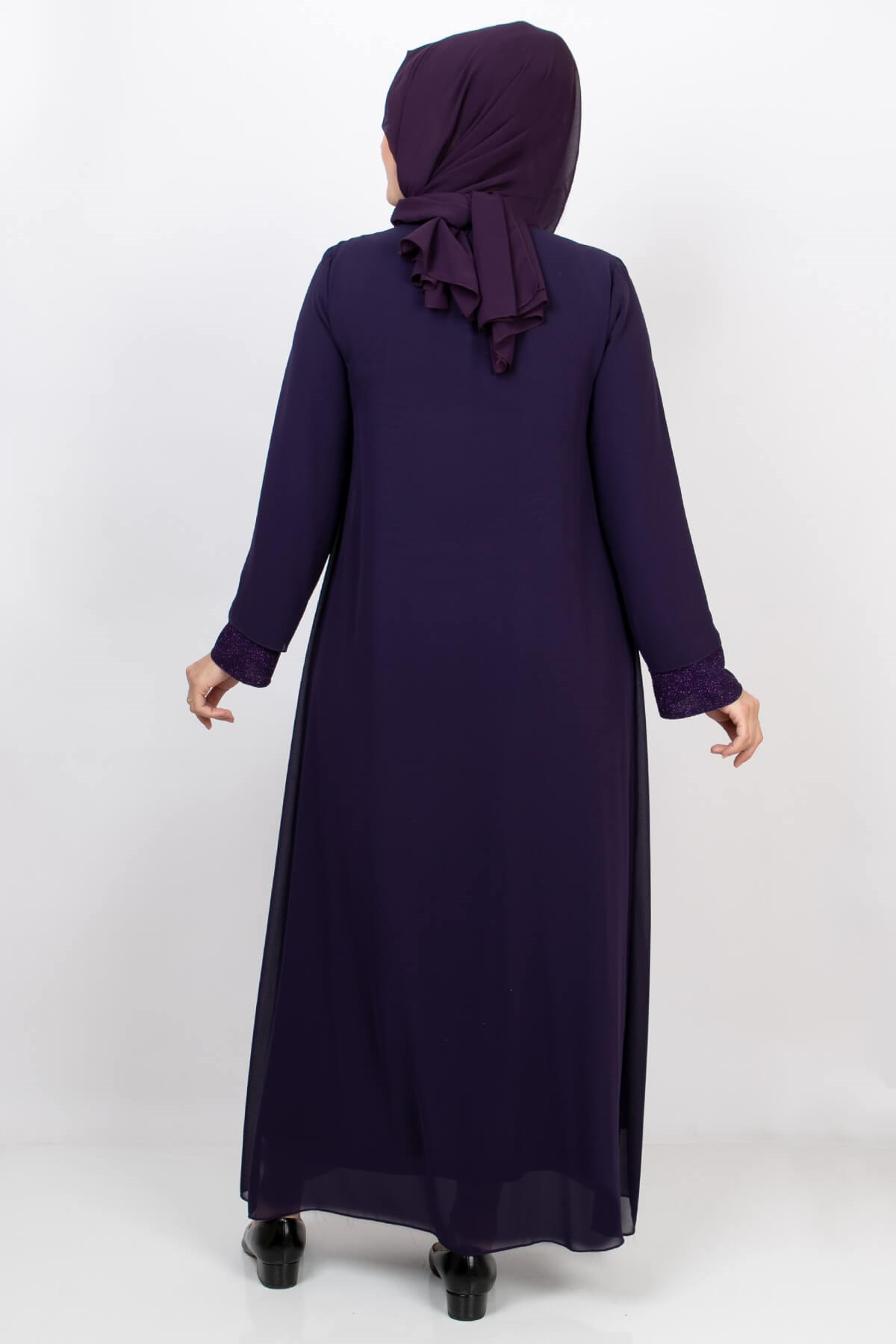 Glittering Evening Dress with Necklace Purple MDA2109MDA2105-MORMDA