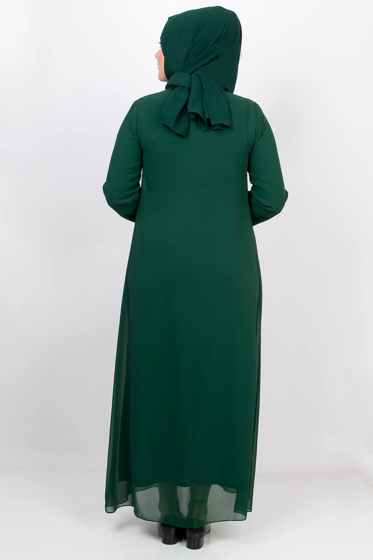 Glittering Evening Dress with Necklace Emerald MDA2109MDA2105-ZÜMRÜTMDA