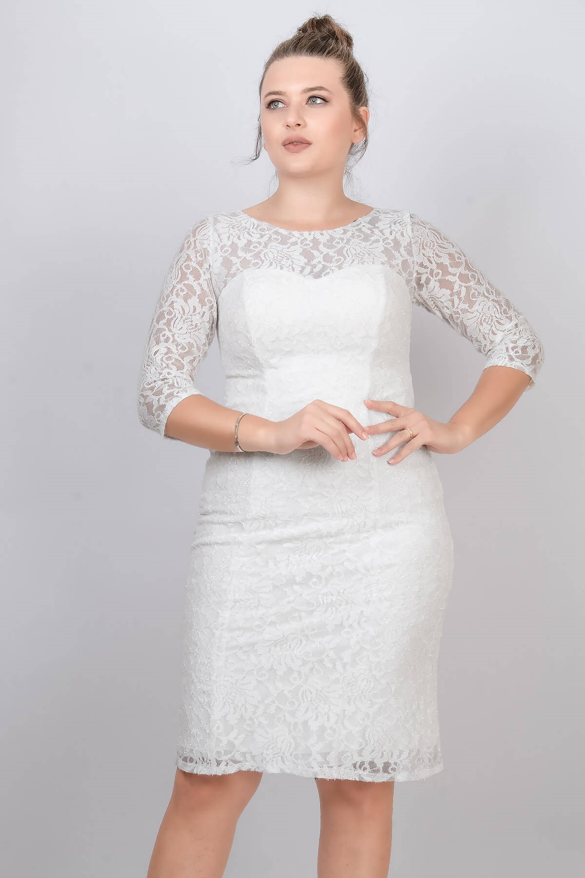 Lace Evening Dress Ecru MDA2139MDA2139-EKRUMDA