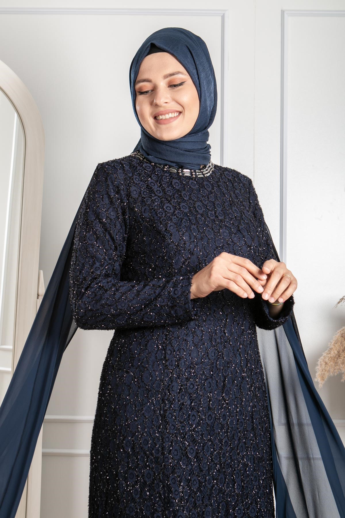 PELERİN DETAY ABİYEMDA2149-LACİVERTMDA