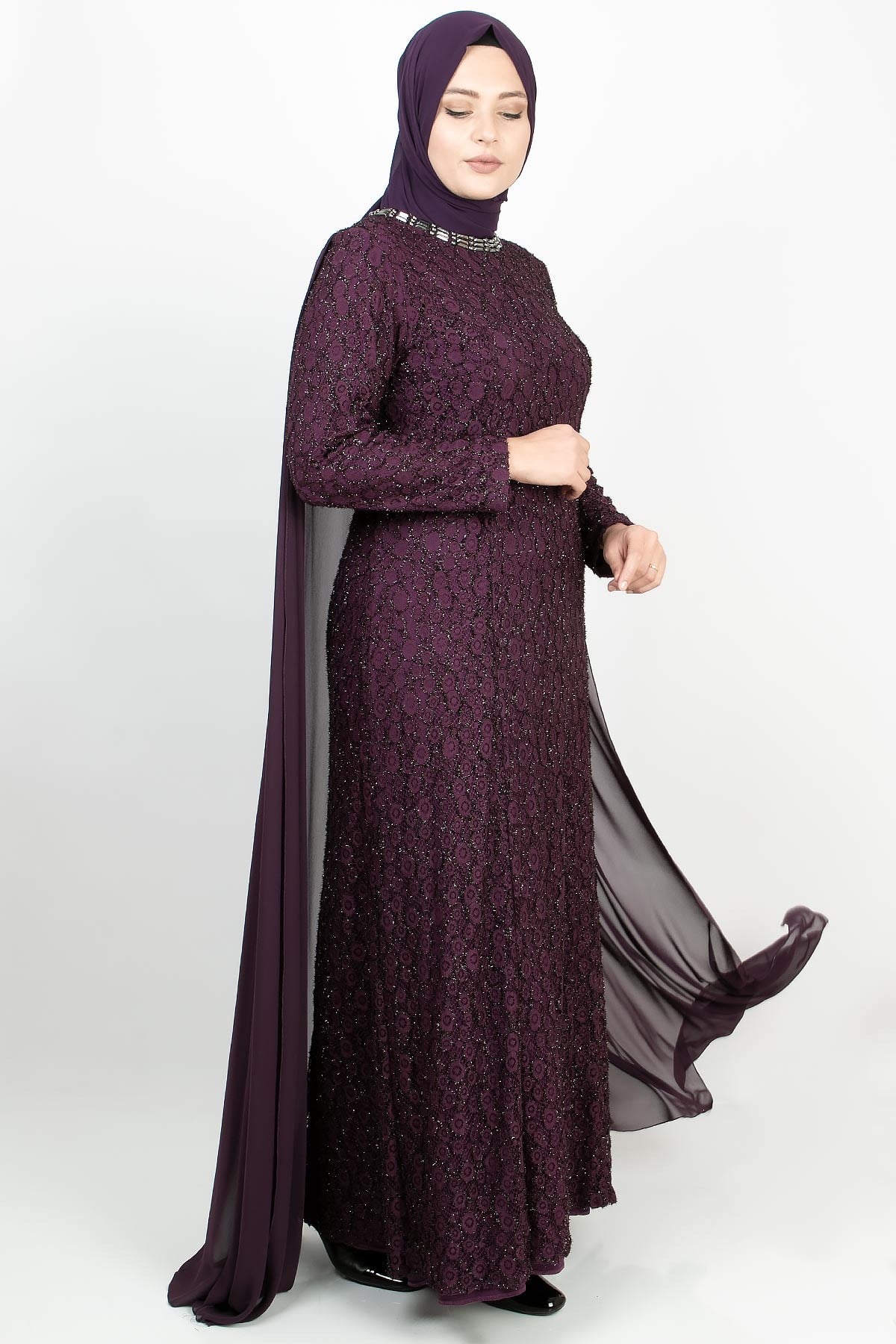 Pelerin Detay Abiye Mürdüm MDA2149MDA2149-MÜRDÜMMDA