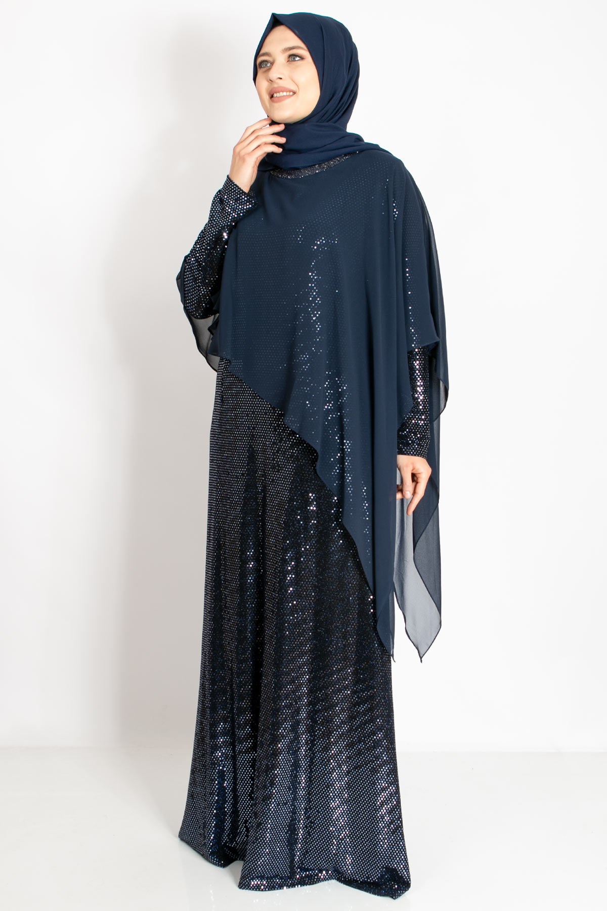 Pelerin Detay Abiye Lacivert MDA2151MDA2151-LACİVERTMDA