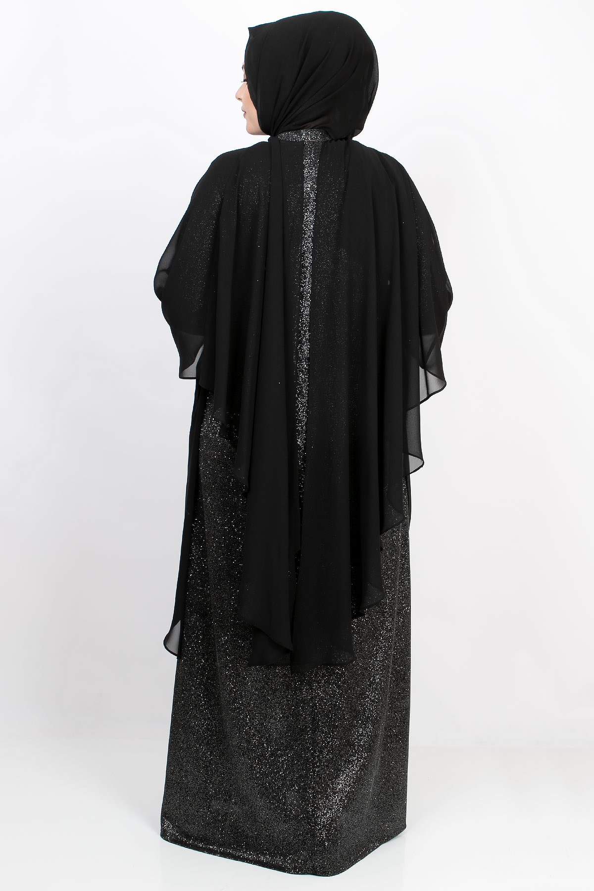 Pelerin Detay Abiye Siyah MDA2157MDA2157-SİYAHMDA