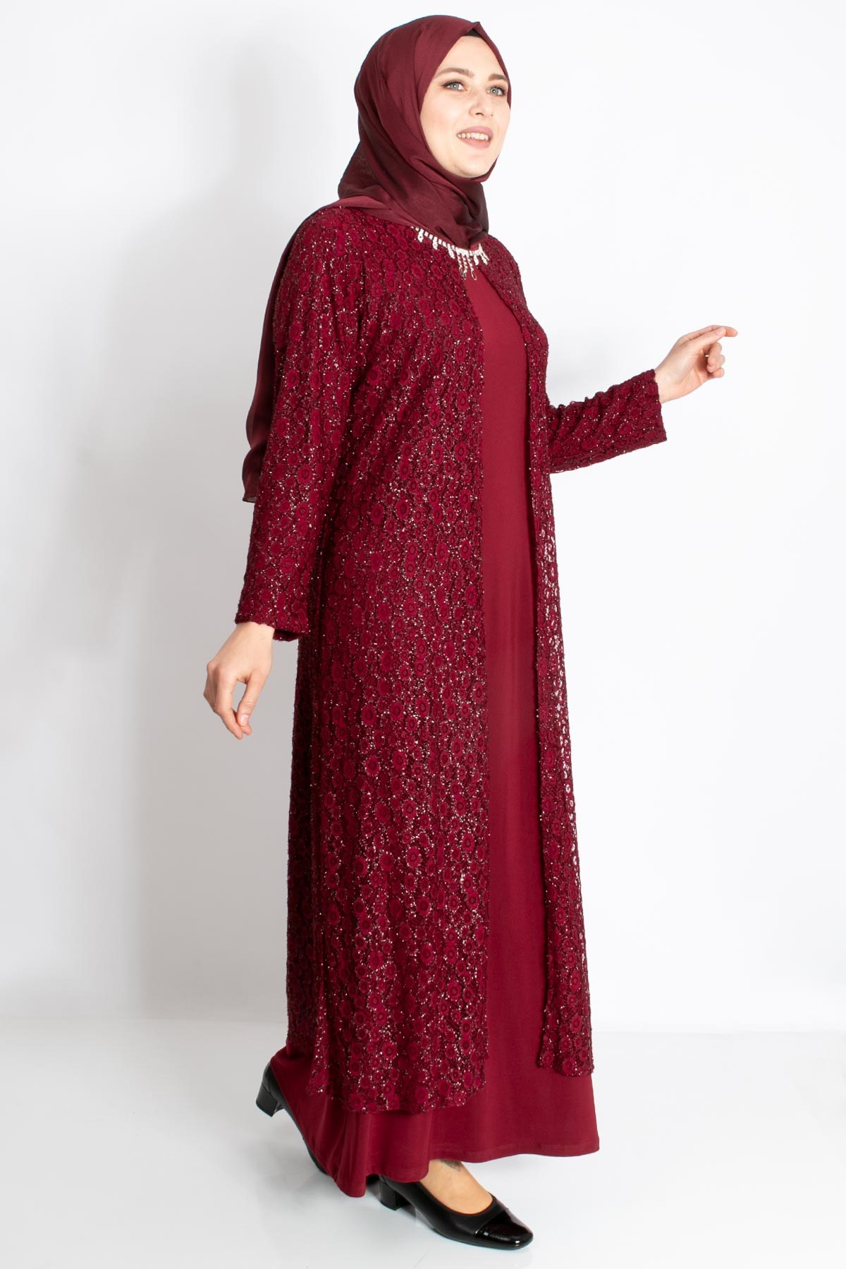 PAYET İŞLEMELİ SİMLİ ABİYEMDA2163-BORDOMDA