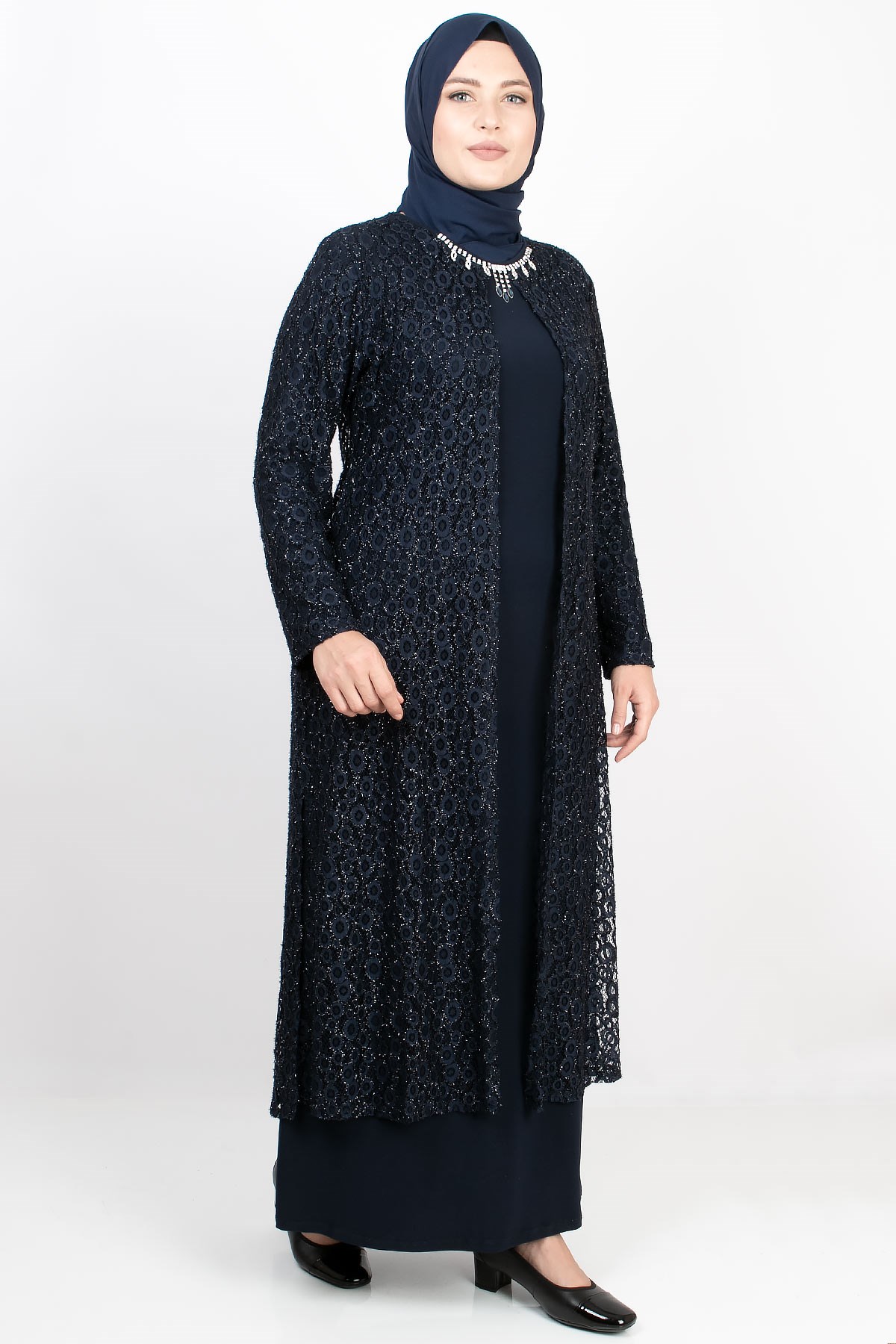Simli Dantel Abiye Lacivert MDA2163MDA2163-LACİVERTMDA