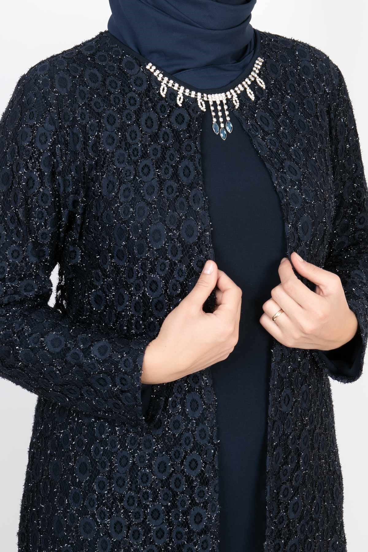 Simli Dantel Abiye Lacivert MDA2163MDA2163-LACİVERTMDA