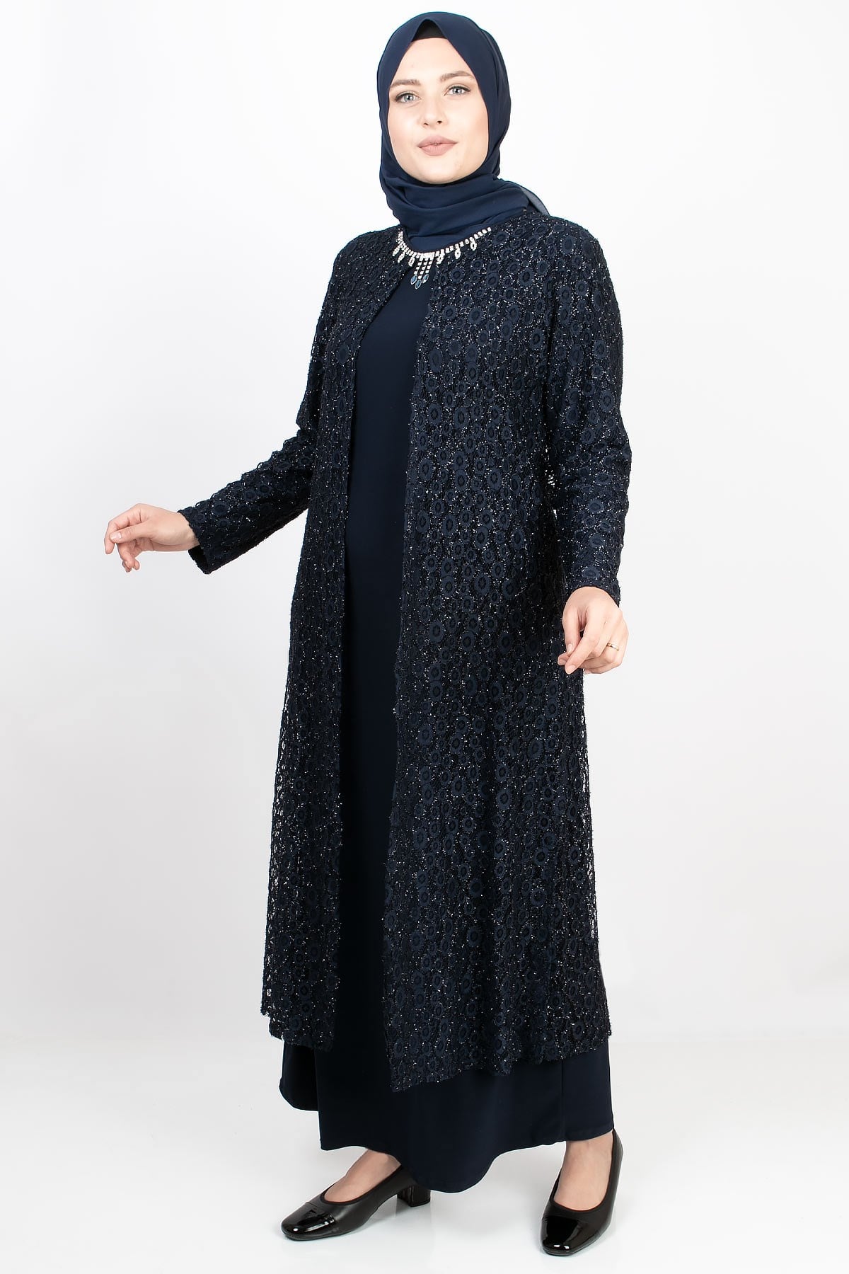 Simli Dantel Abiye Lacivert MDA2163MDA2163-LACİVERTMDA