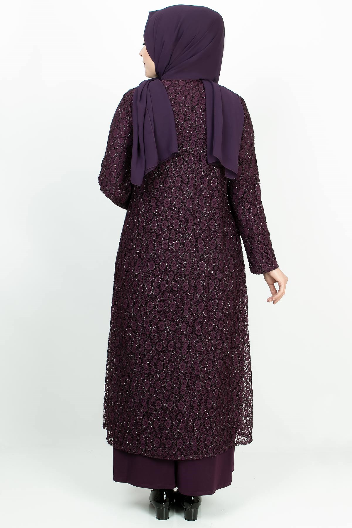 Simli Dantel Abiye Mürdüm MDA2163MDA2163-MÜRDÜMMDA