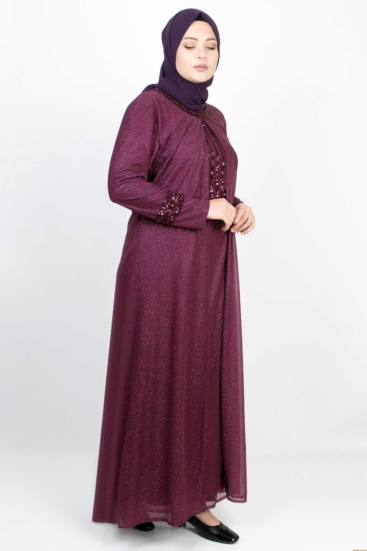 PAYET İŞLEMELİ SİMLİ ABİYEMDA2165-MÜRDÜMMDA