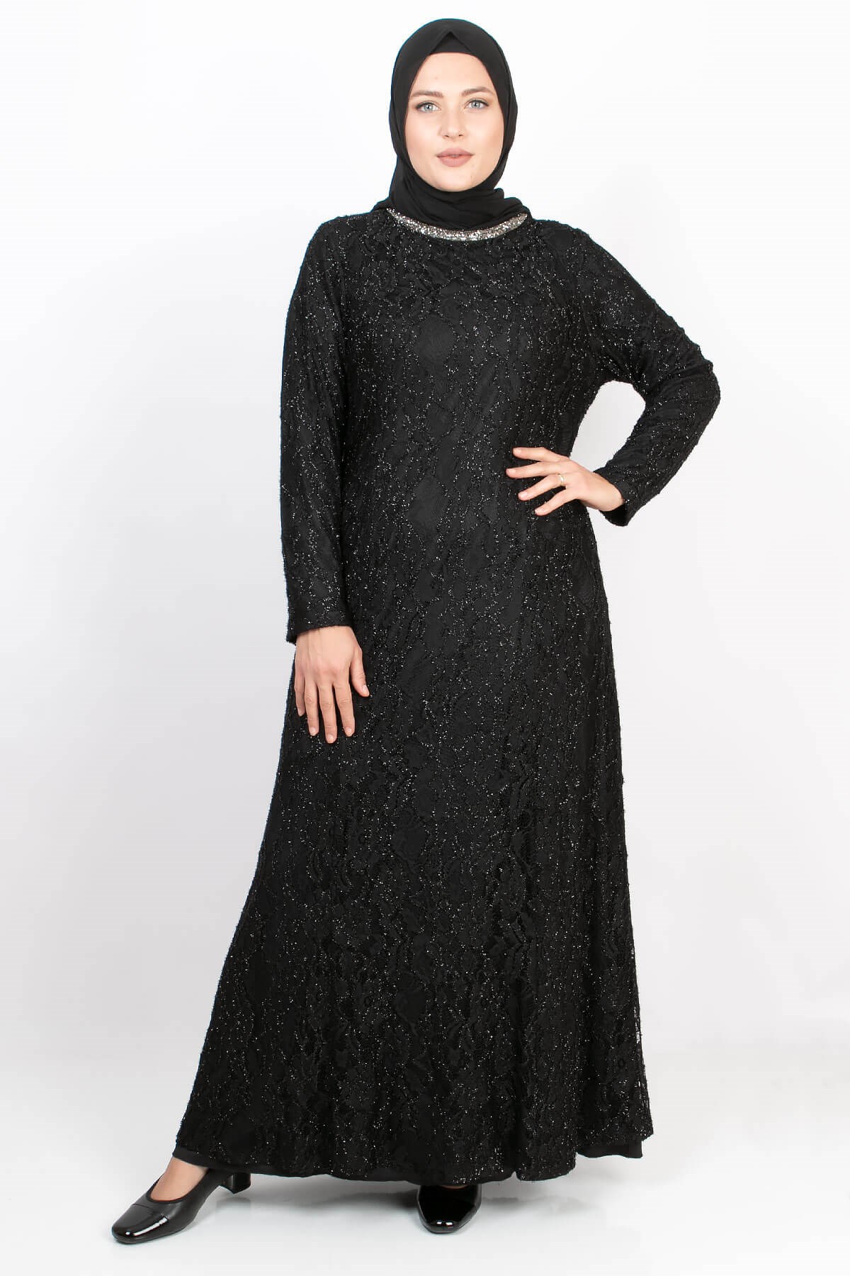 Taş İşleme Detaylı Simli Abiye Siyah MDA2167MDA2167-SİYAHMDA