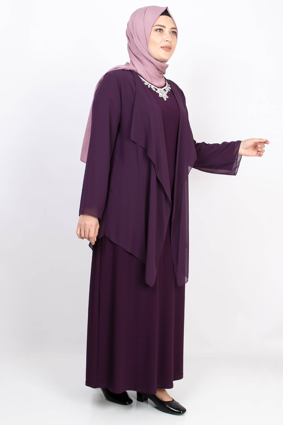 KOLYE DETAYLI ABİYE ELBİSEMDA2169-MÜRDÜMMDA