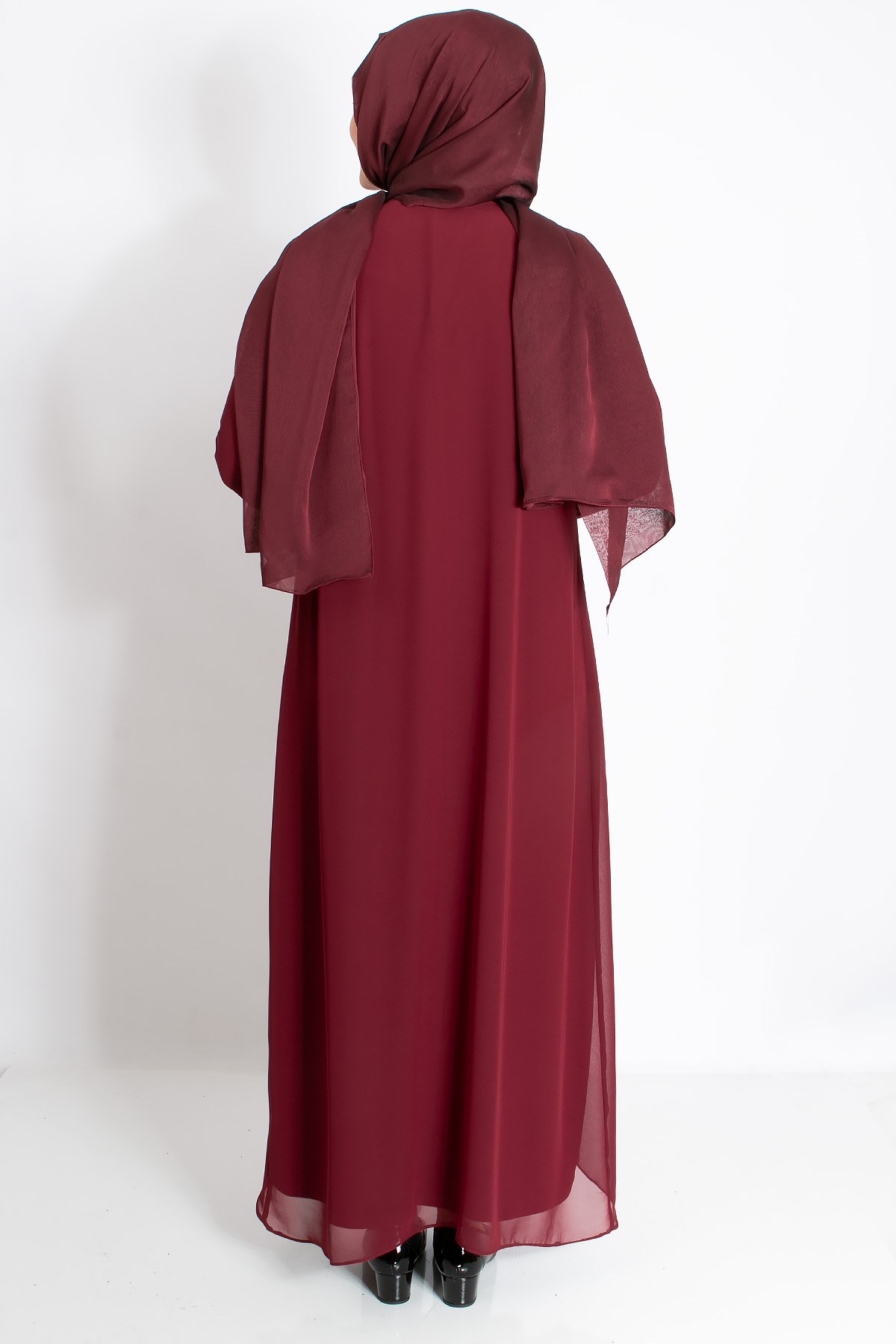 DANTEL İŞLEMELİ ELBİSEMDA2202-BORDOMDA