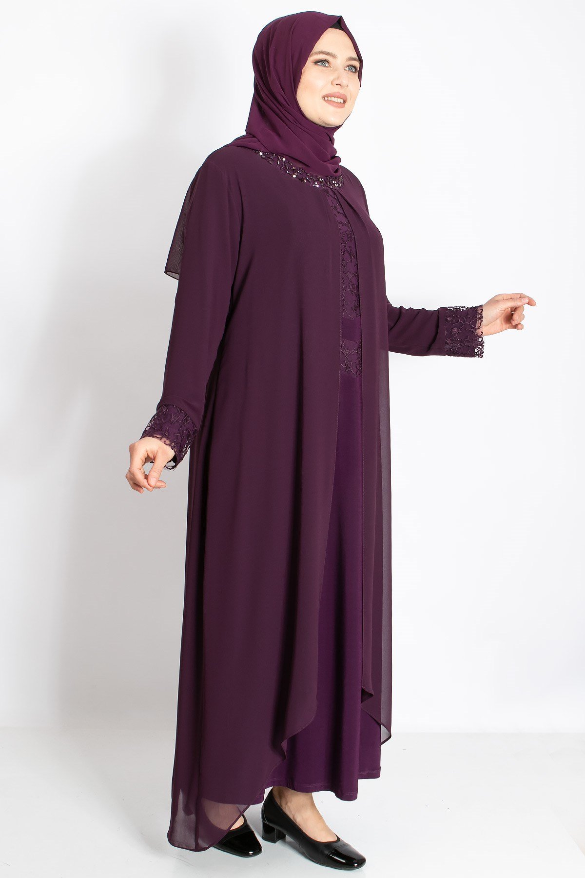 DANTEL İŞLEMELİ ELBİSEMDA2202-MÜRDÜMMDA