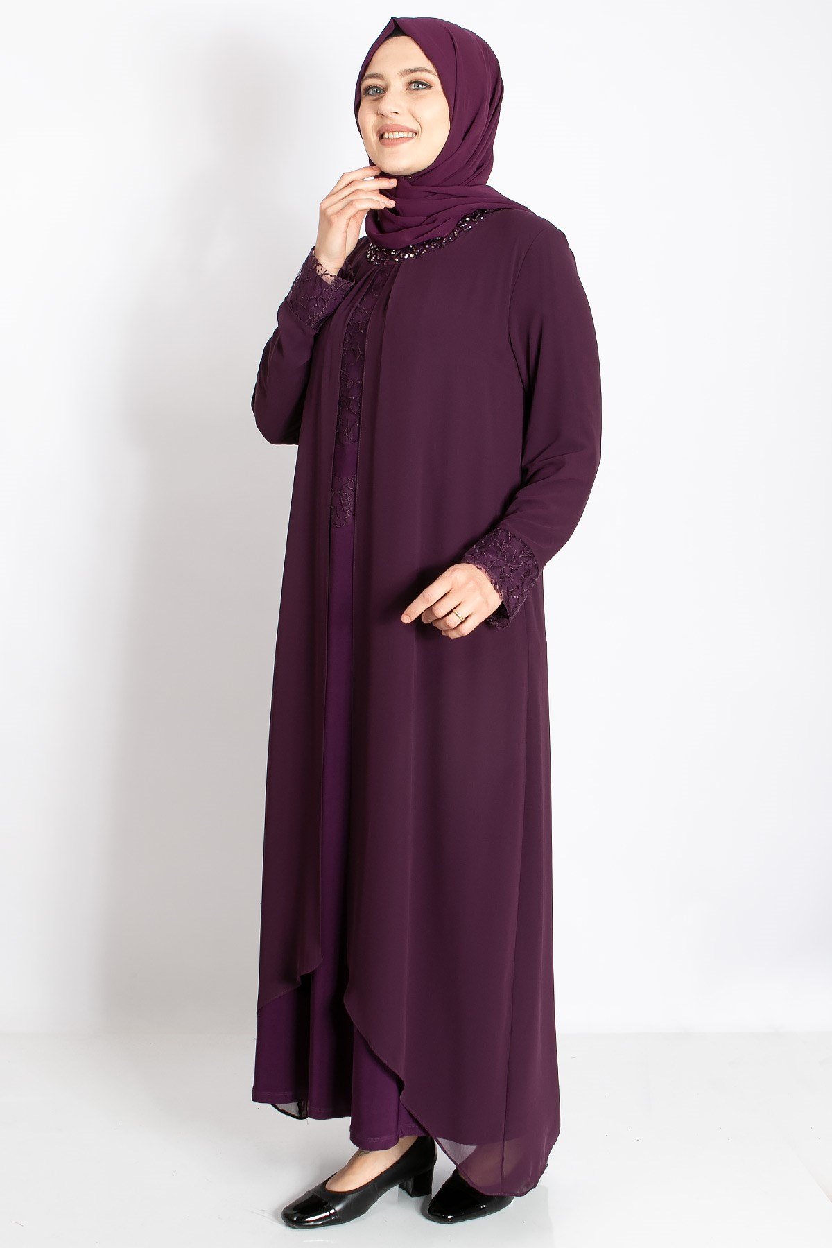 DANTEL İŞLEMELİ ELBİSEMDA2202-MÜRDÜMMDA