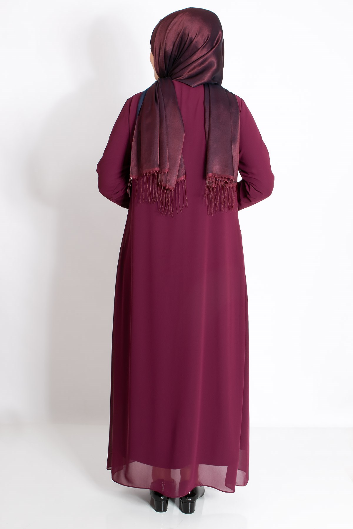 Dantel Detaylı Şifon Abiye Açık Mürdüm MDA2204MDA2204-AÇIK MÜRDÜMMDA