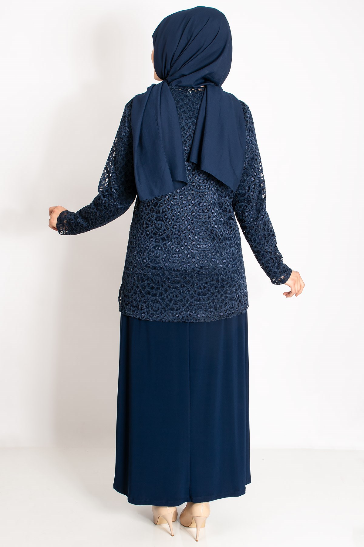 DANTEL DETAY CEKETLİ ABİYE TAKIMMDA2208-LACİVERTMDA