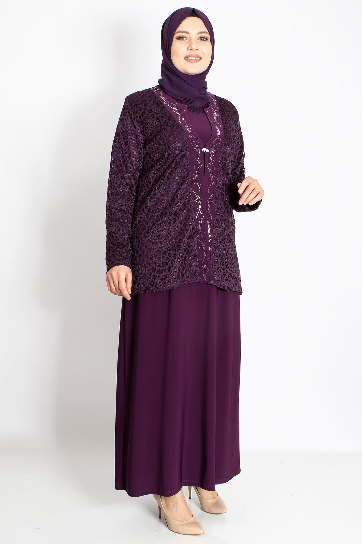 DANTEL DETAY CEKETLİ ABİYE TAKIMMDA2208-MÜRDÜMMDA