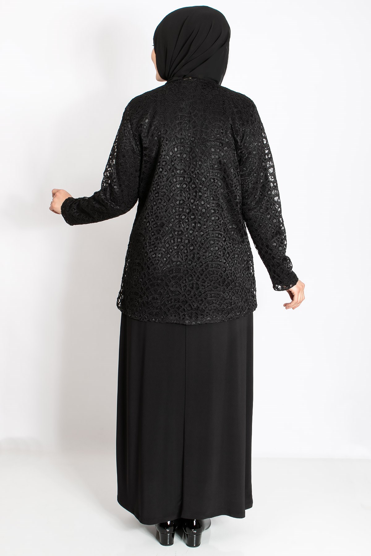 Dantel Detay Ceketli Abiye Takım Siyah MDA2208MDA2208-SİYAHMDA