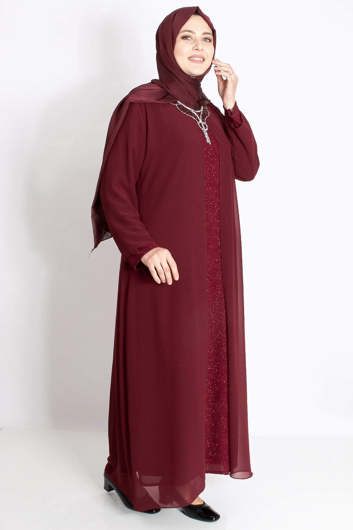 KOLYE DETAYLI ABİYEMDA2210-BORDOMDA