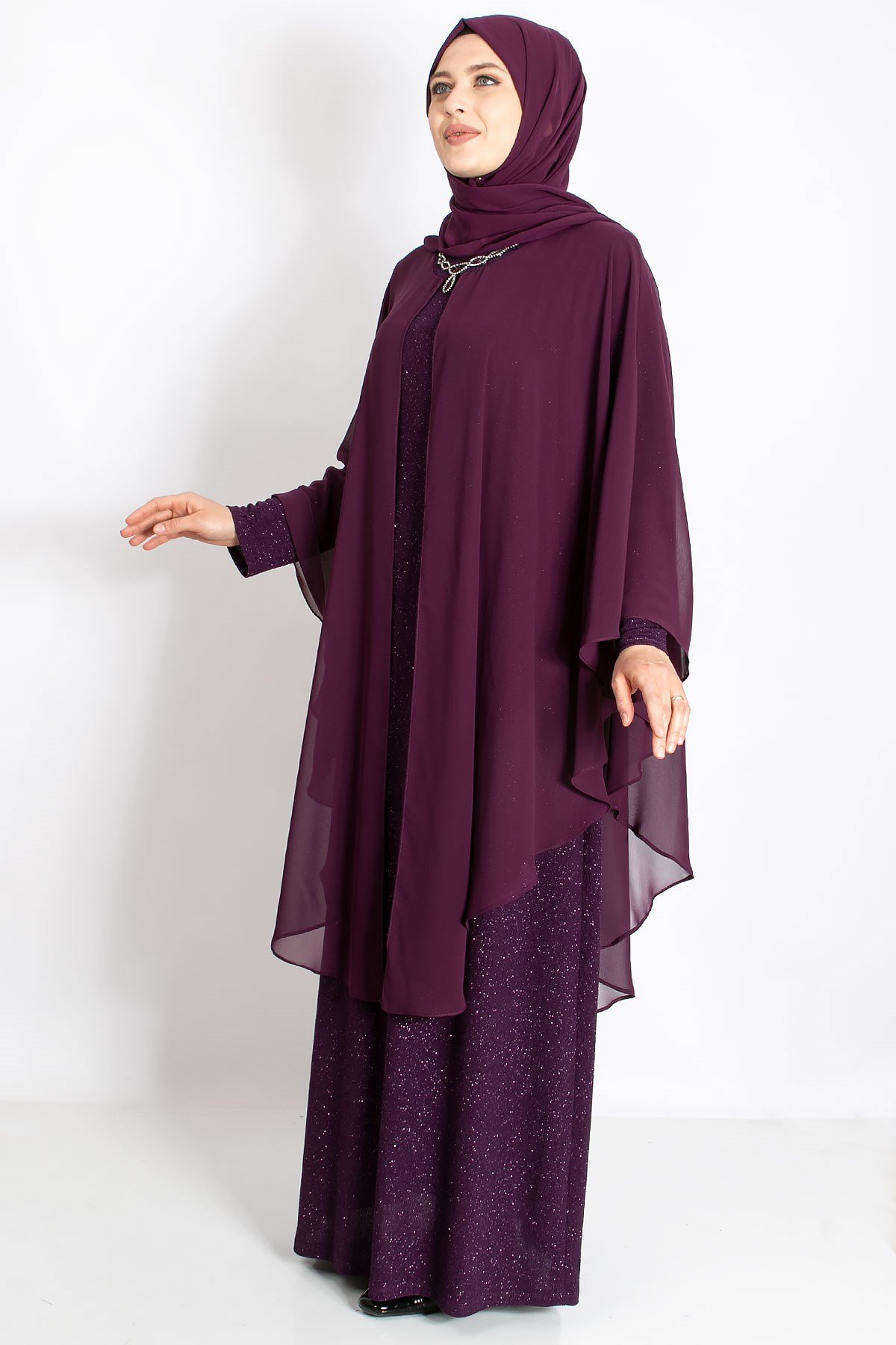 KOLYE DETAYLI SİMLİ ABİYEMDA2214-MÜRDÜMMDA