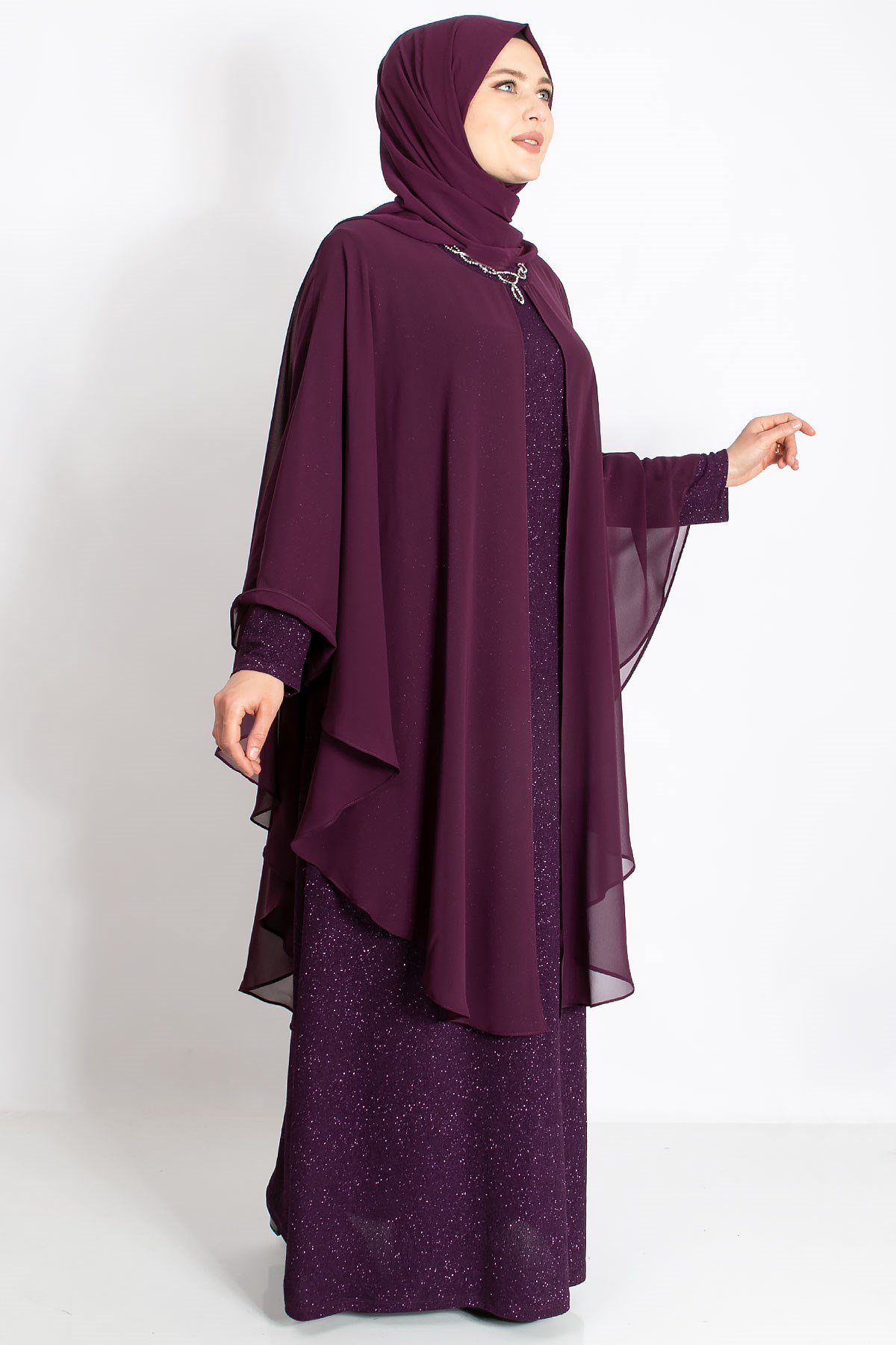 KOLYE DETAYLI SİMLİ ABİYEMDA2214-MÜRDÜMMDA