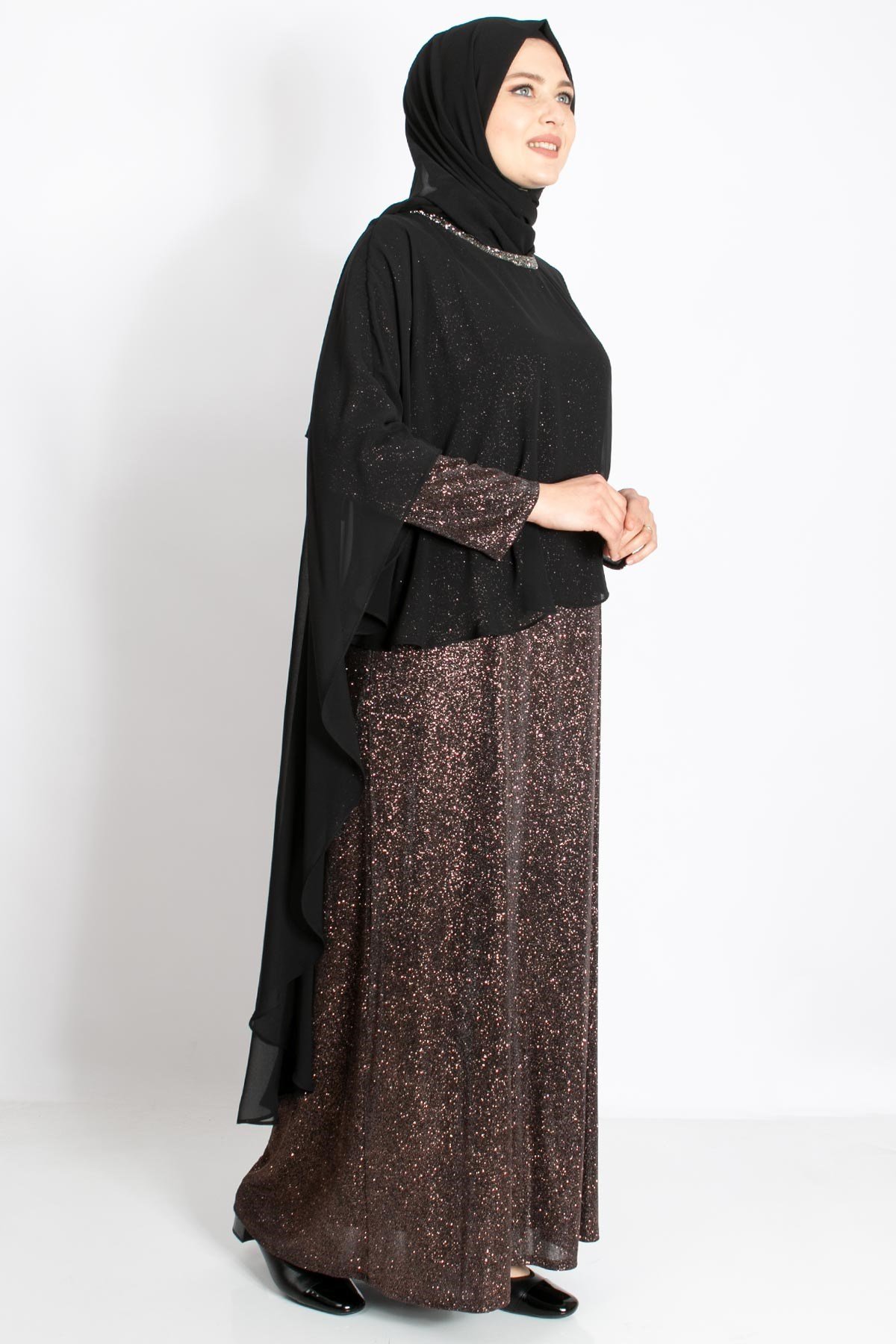 Pelerinli Simli Abiye Bakır MDA2216MDA2216-BAKIRMDA