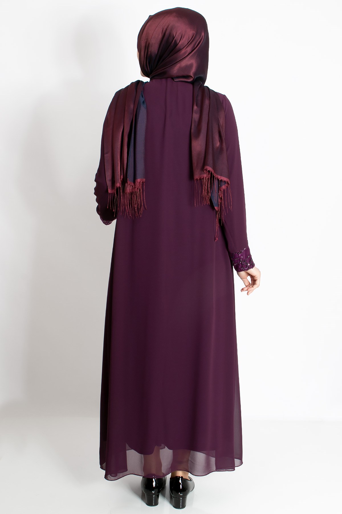 KOLYE ŞİFON DETAYLI ABİYEMDA2218-MÜRDÜMMDA