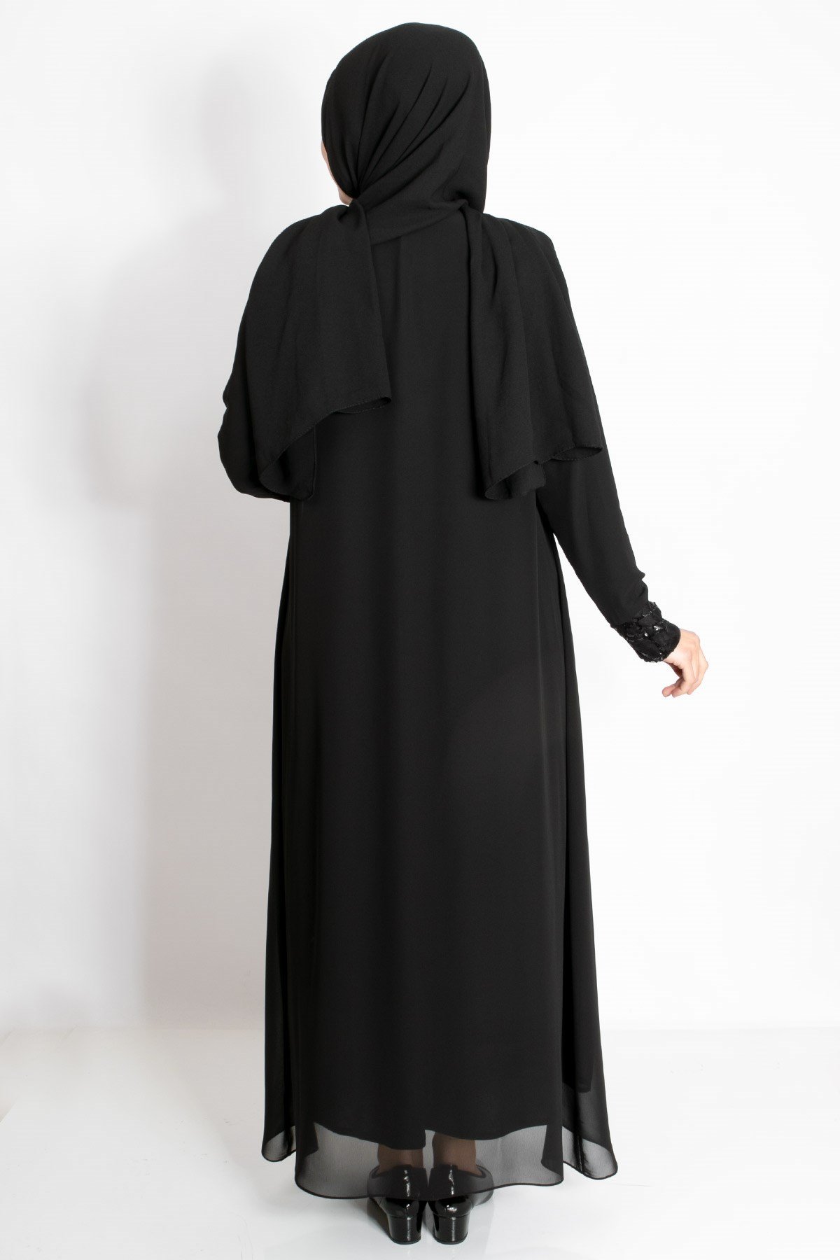 KOLYE ŞİFON DETAYLI ABİYEMDA2218-SİYAHMDA