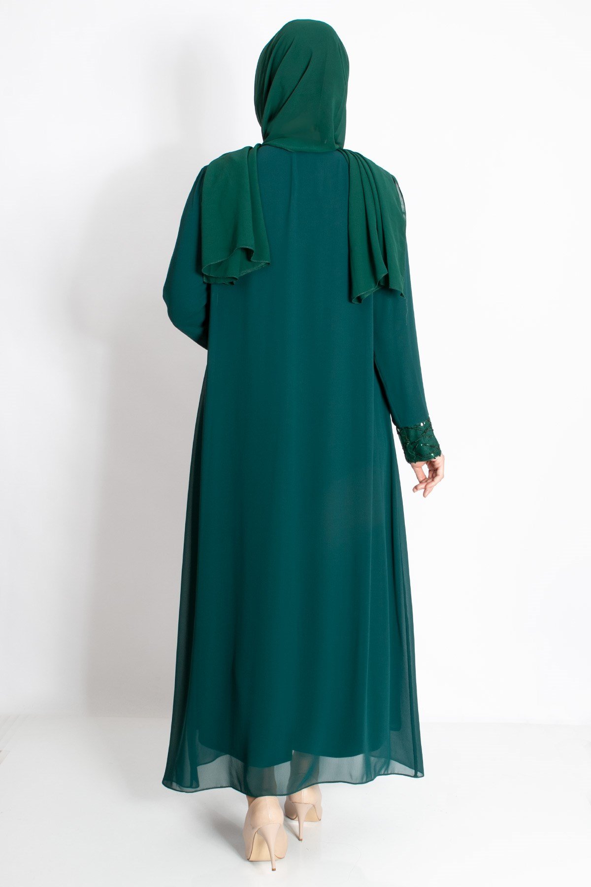 KOLYE ŞİFON DETAYLI ABİYEMDA2218-YEŞİLMDA