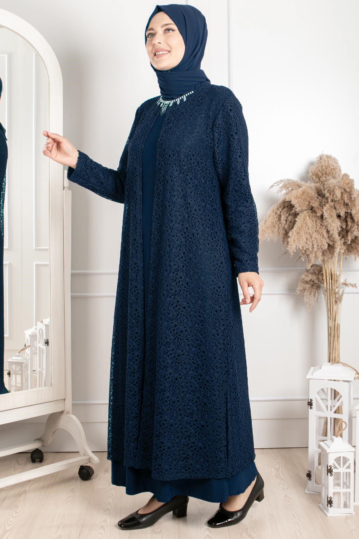 Kolye Detaylı Abiye Lacivert MDA2220MDA2220-LACİVERTMDA