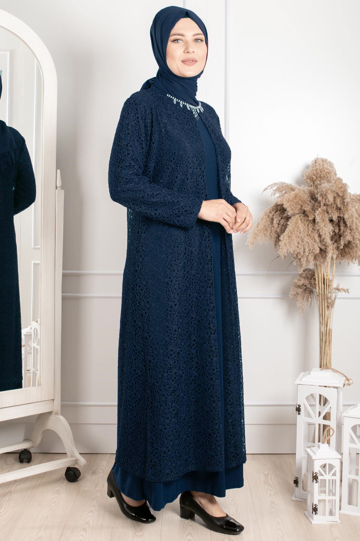 Kolye Detaylı Abiye Lacivert MDA2220MDA2220-LACİVERTMDA